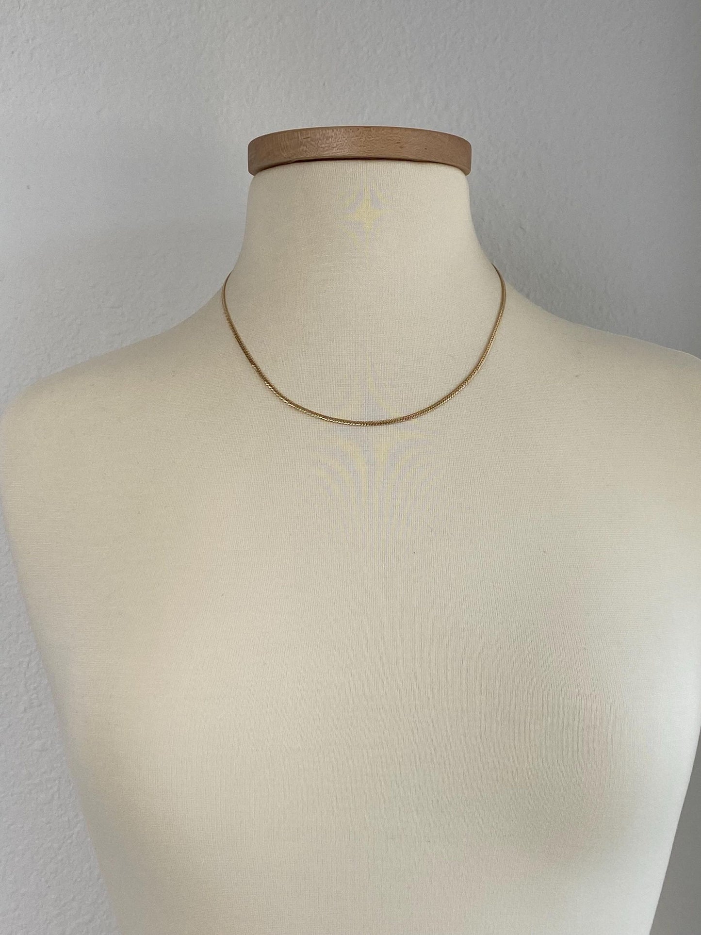 Vintage Solid 14k Yellow Gold Flat Curb Chain Necklace - 19.25 inches