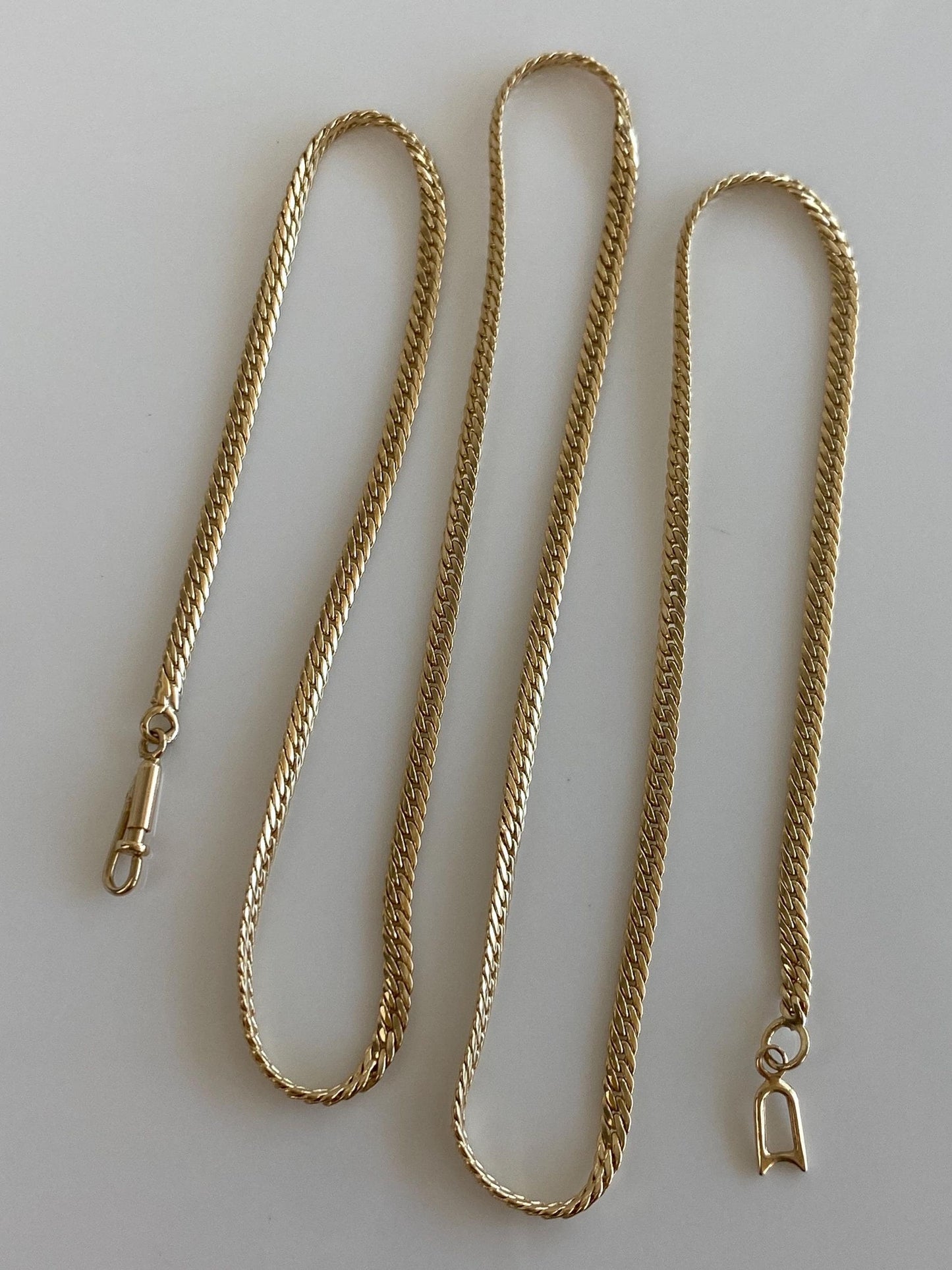 Vintage Solid 14k Yellow Gold Flat Curb Chain Necklace - 19.25 inches