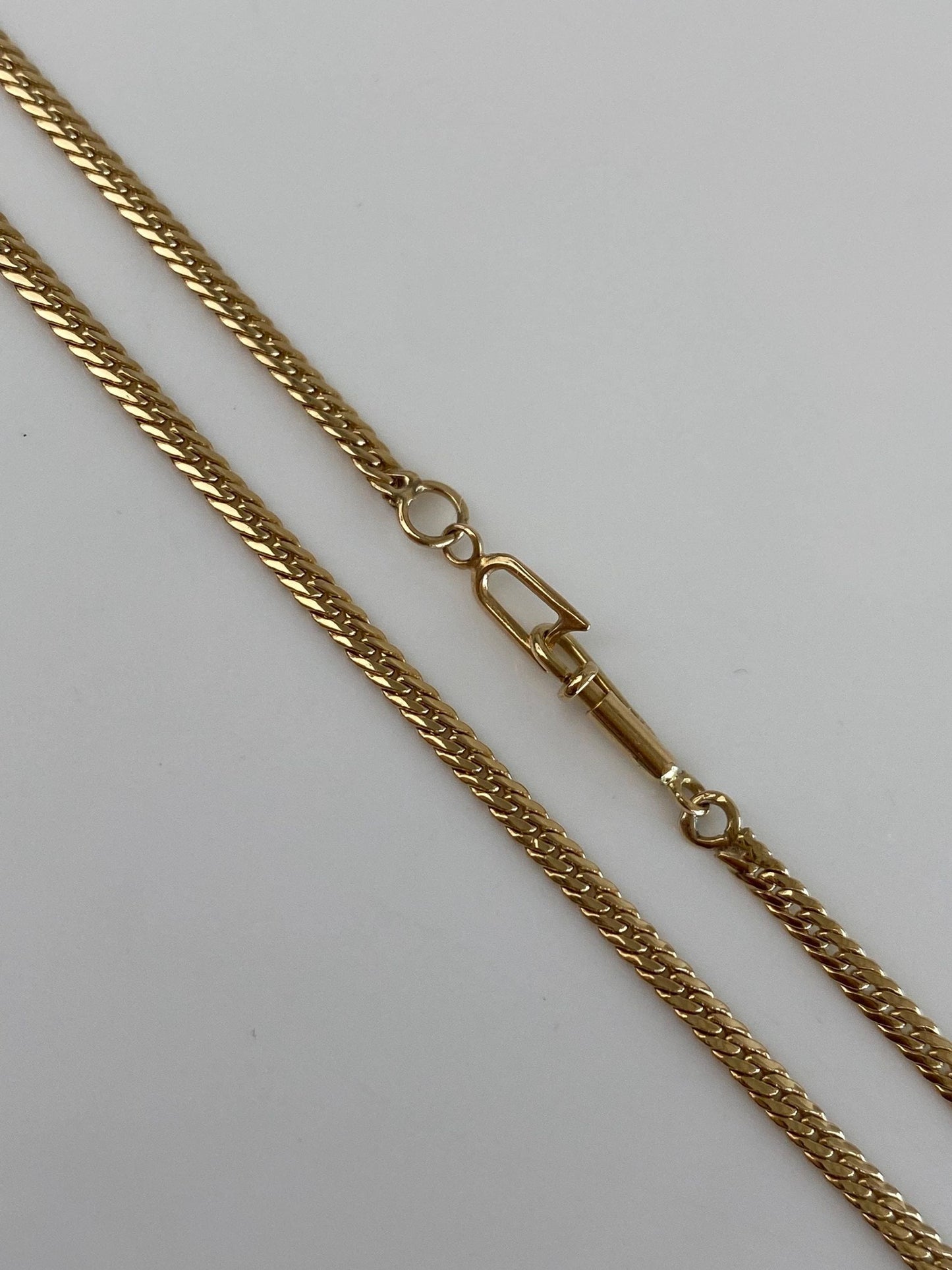 Vintage Solid 14k Yellow Gold Flat Curb Chain Necklace - 19.25 inches