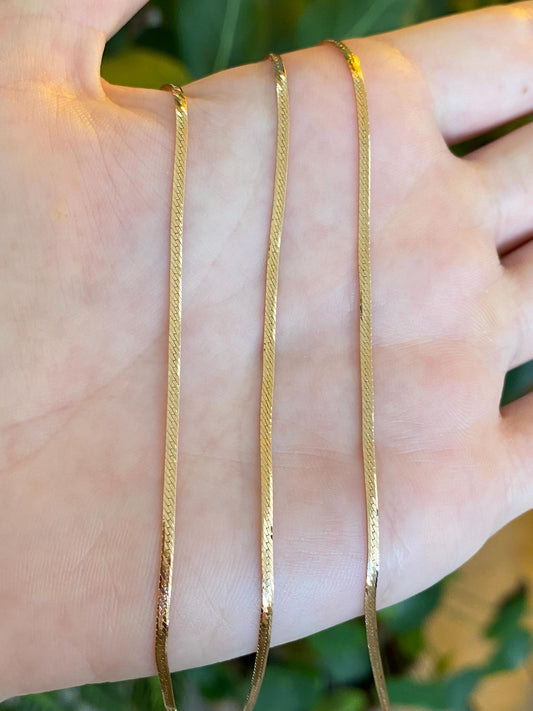 Vintage Solid 14k Yellow Gold Flat Chain Necklace - 19.75 inches