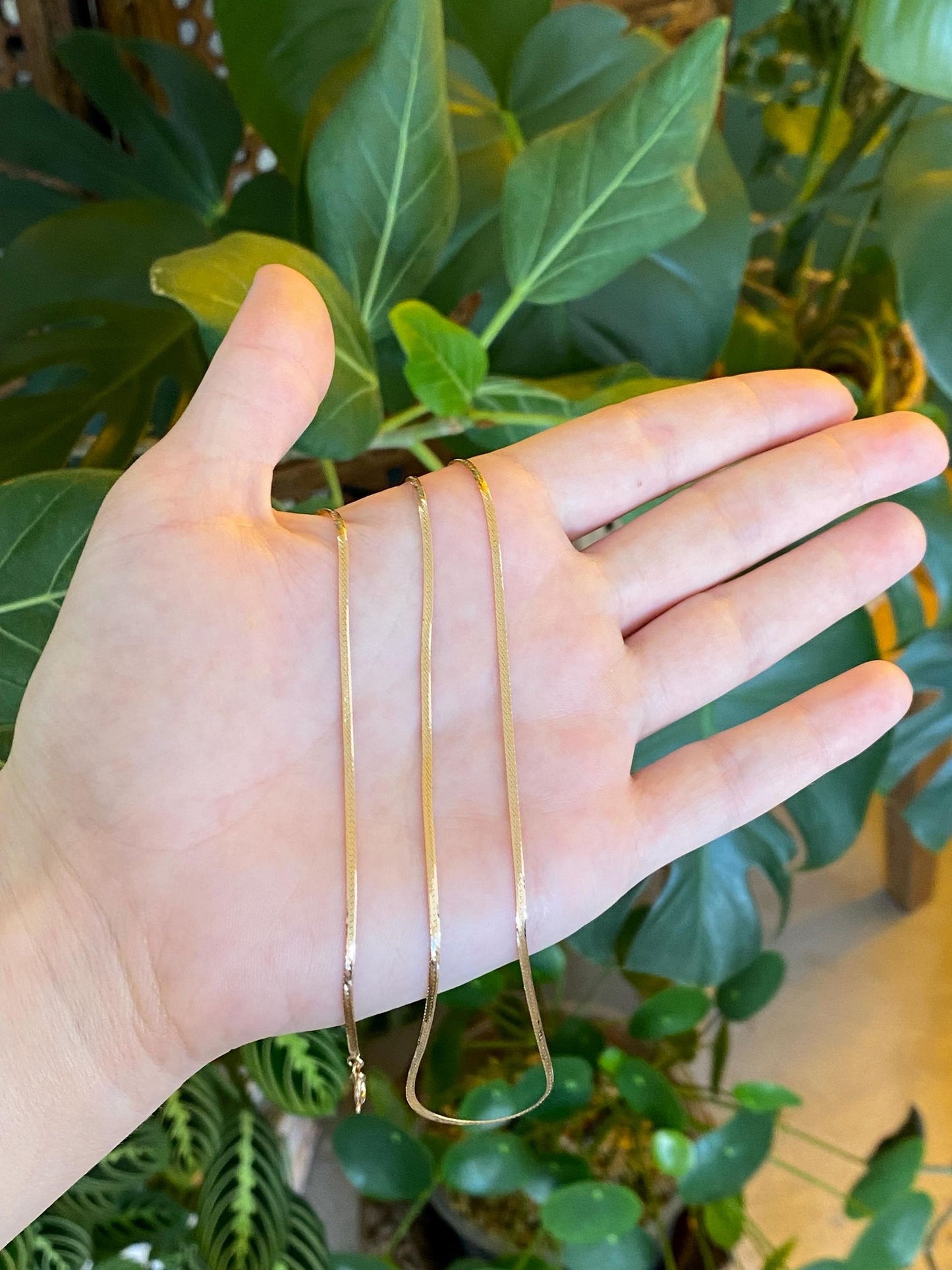 Vintage Solid 14k Yellow Gold Flat Chain Necklace - 19.75 inches