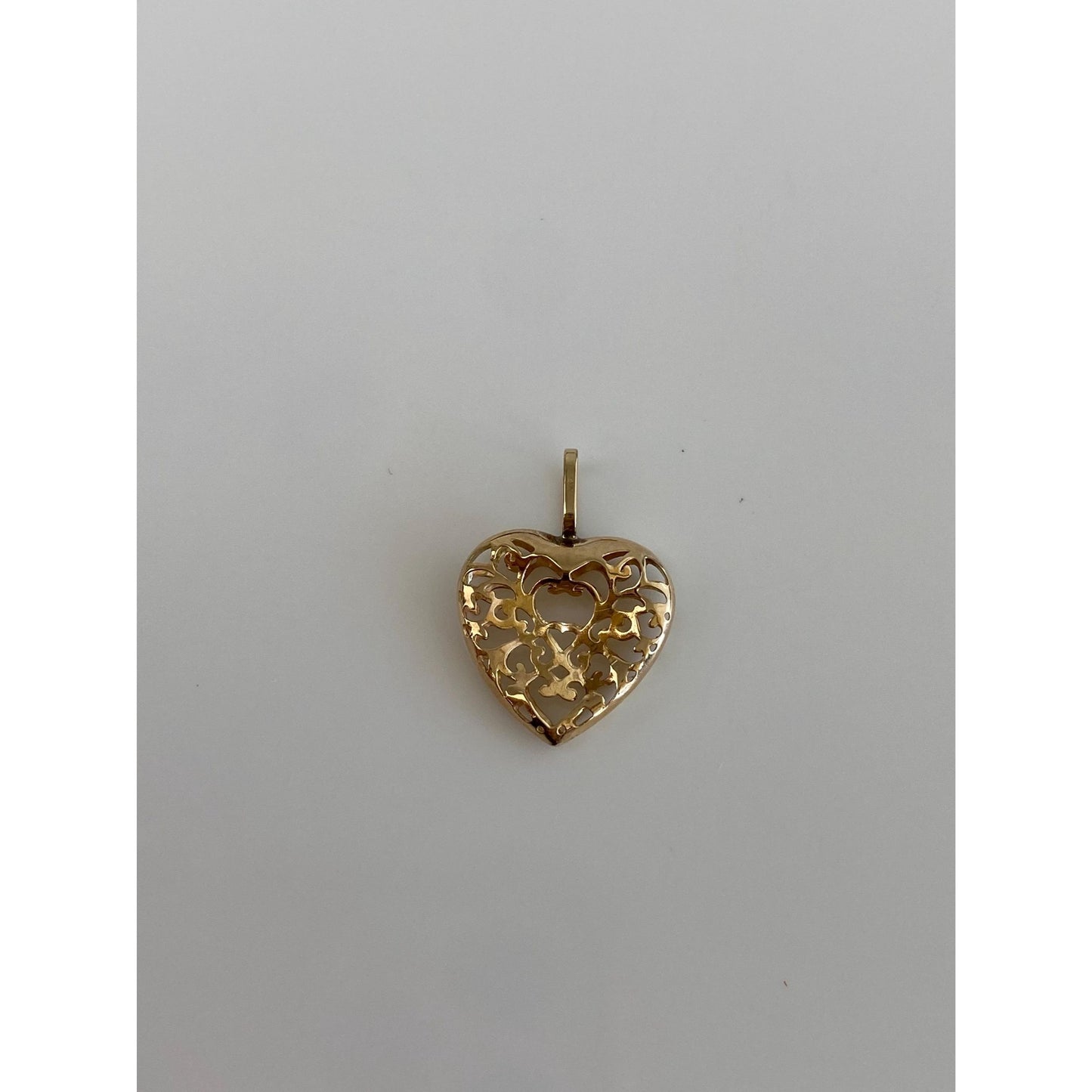 Solid 10k Yellow Gold Filigree Heart Charm