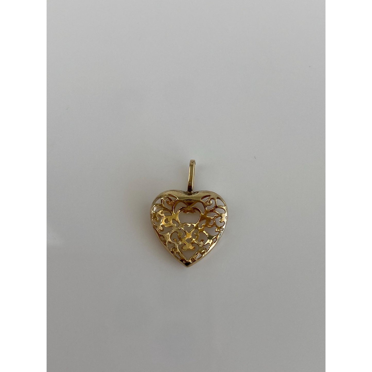 Solid 10k Yellow Gold Filigree Heart Charm