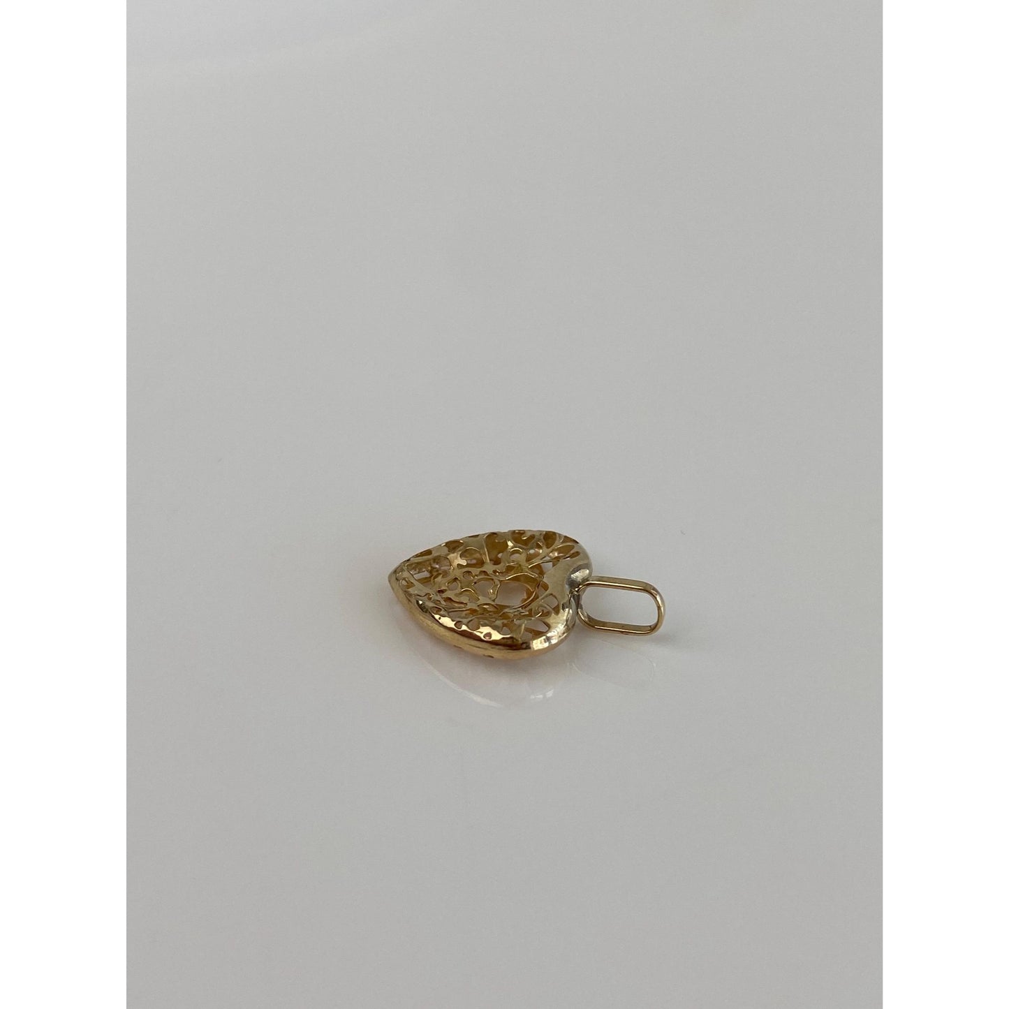 Solid 10k Yellow Gold Filigree Heart Charm