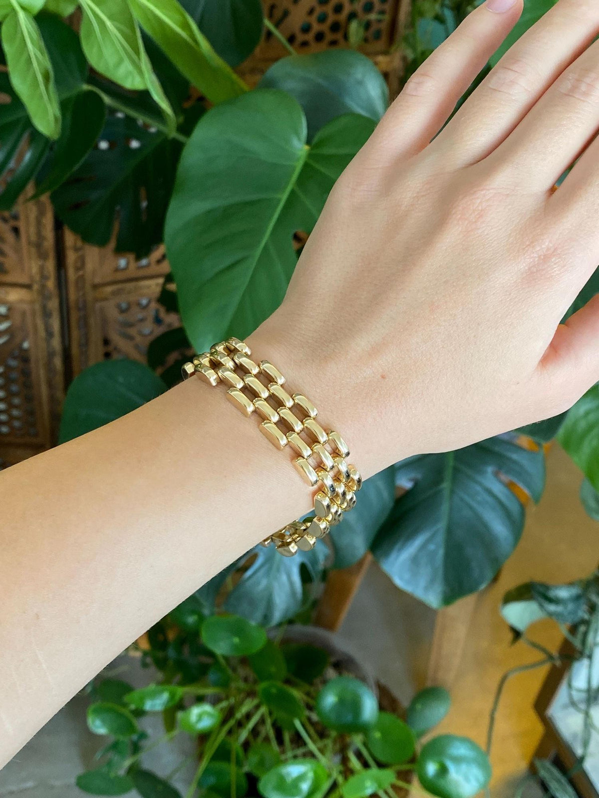 Vintage 14k Yellow Gold Chunky Watch Band Link Bracelet - 7.25 inches