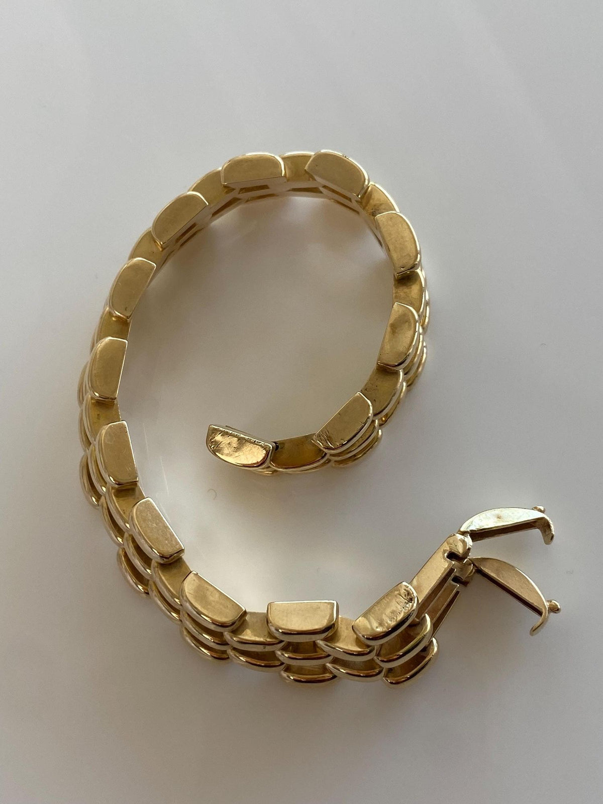 Vintage 14k Yellow Gold Chunky Watch Band Link Bracelet - 7.25 inches