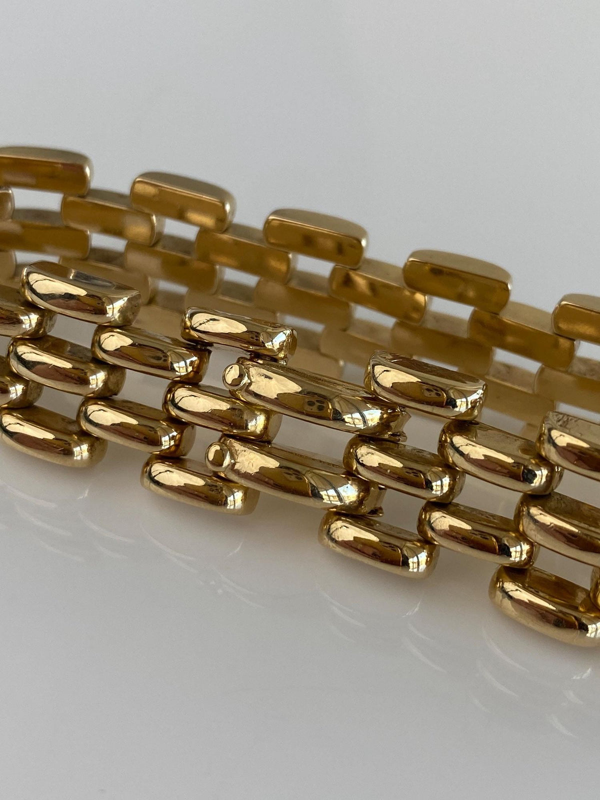 Vintage 14k Yellow Gold Chunky Watch Band Link Bracelet - 7.25 inches