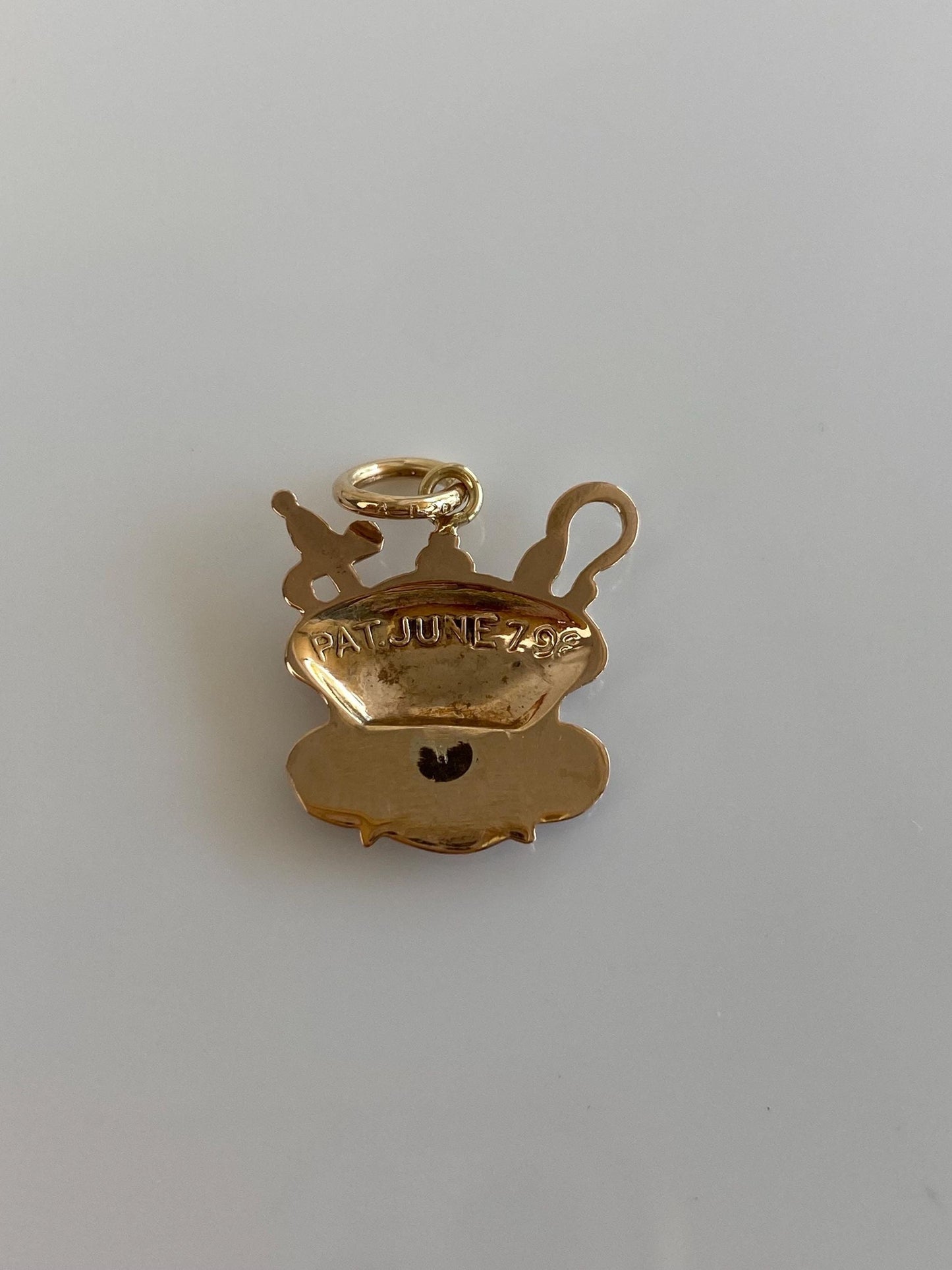 Vintage Solid 9k Yellow Gold Enamel Crown Sword Charm