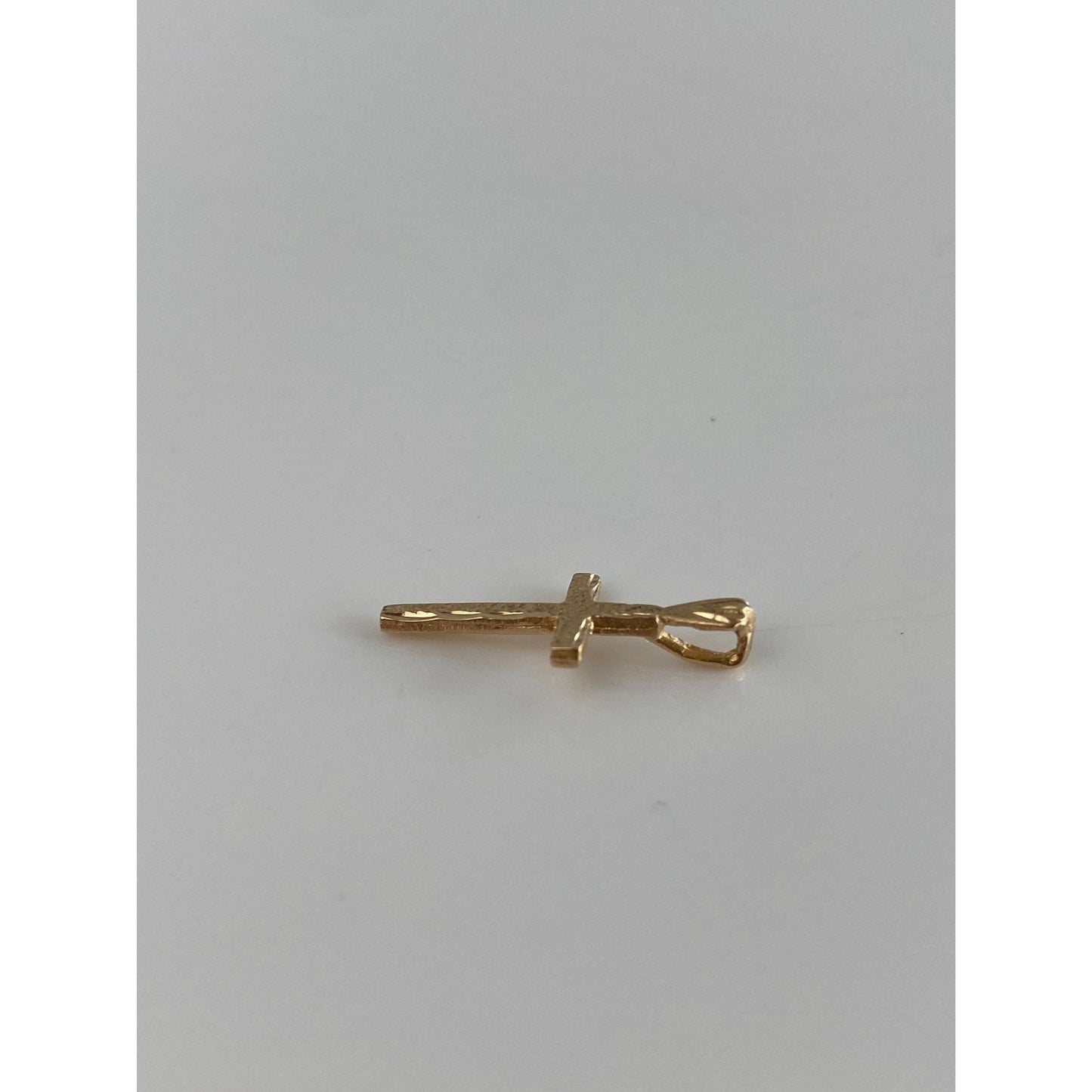 Vintage Solid 14k Yellow Gold Diamond Cut Cross Charm