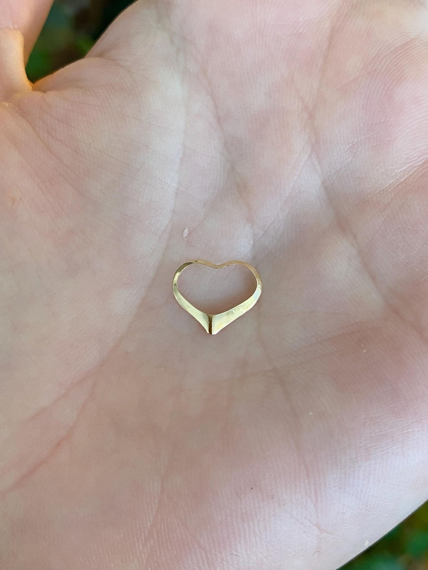 Solid 14k Yellow Gold Thin Open Heart Charm
