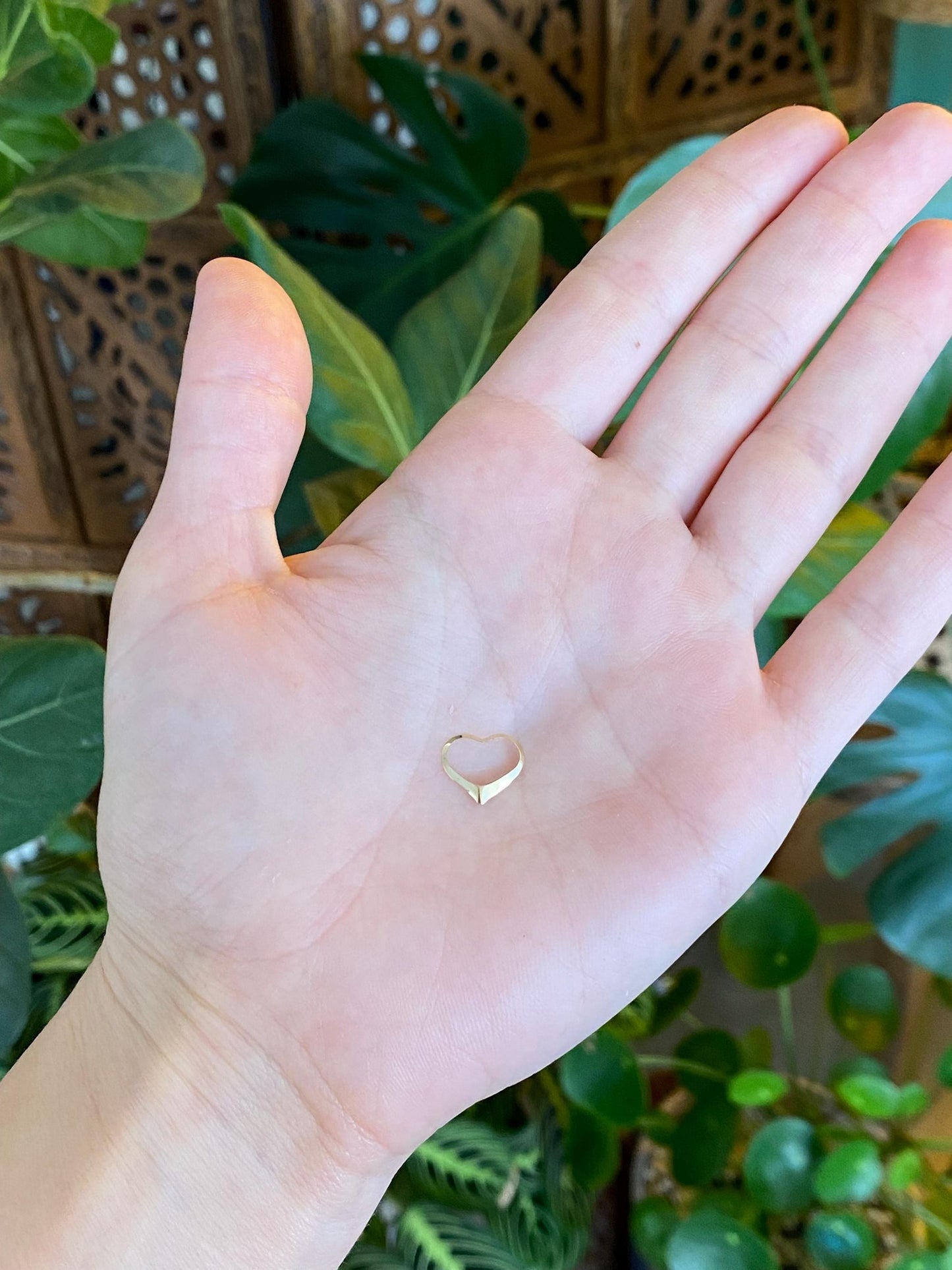 Solid 14k Yellow Gold Thin Open Heart Charm