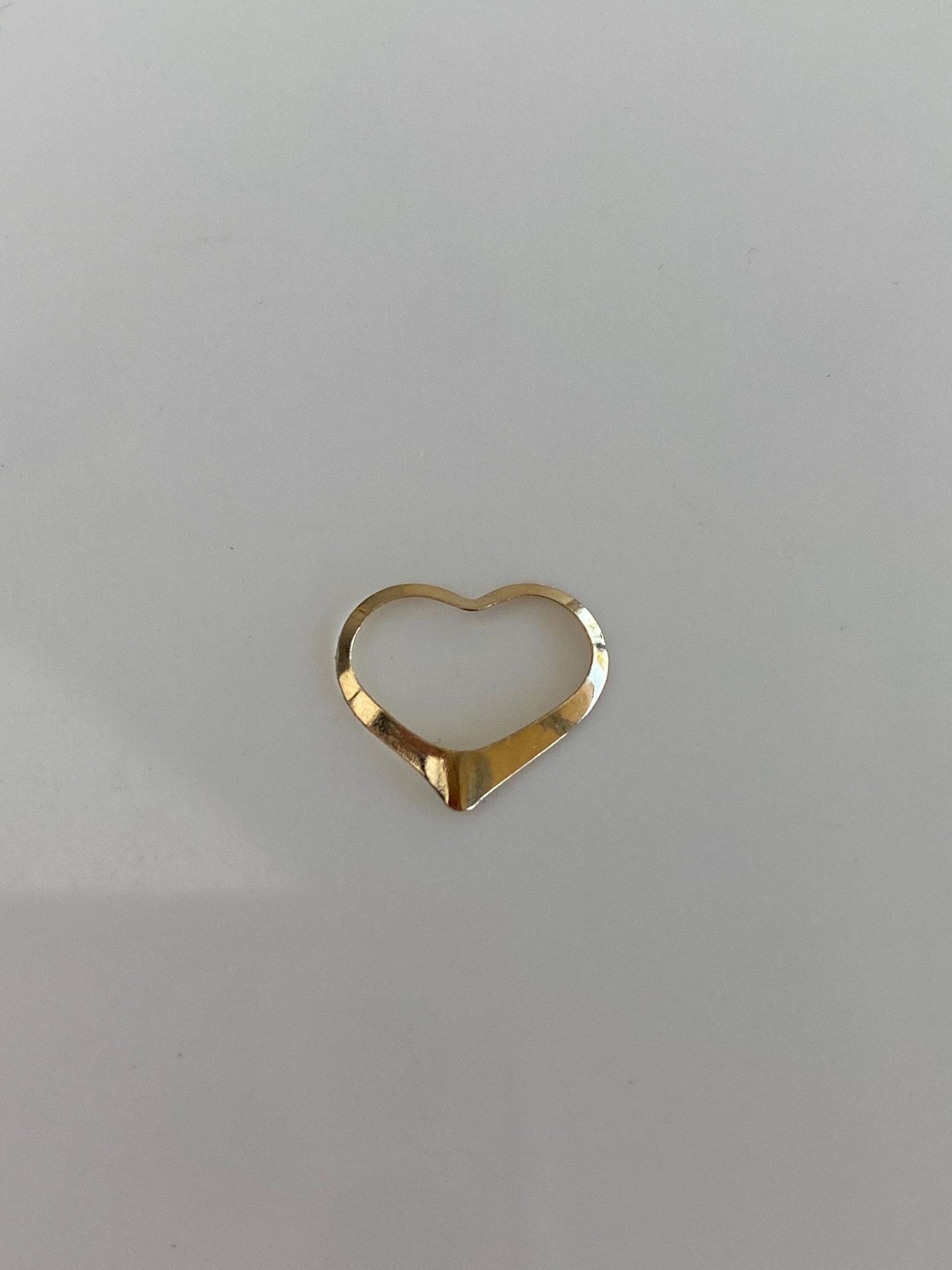 Solid 14k Yellow Gold Thin Open Heart Charm