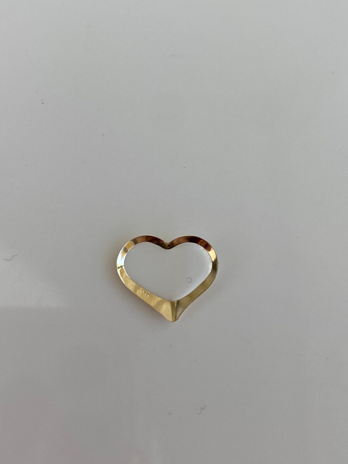 Solid 14k Yellow Gold Thin Open Heart Charm