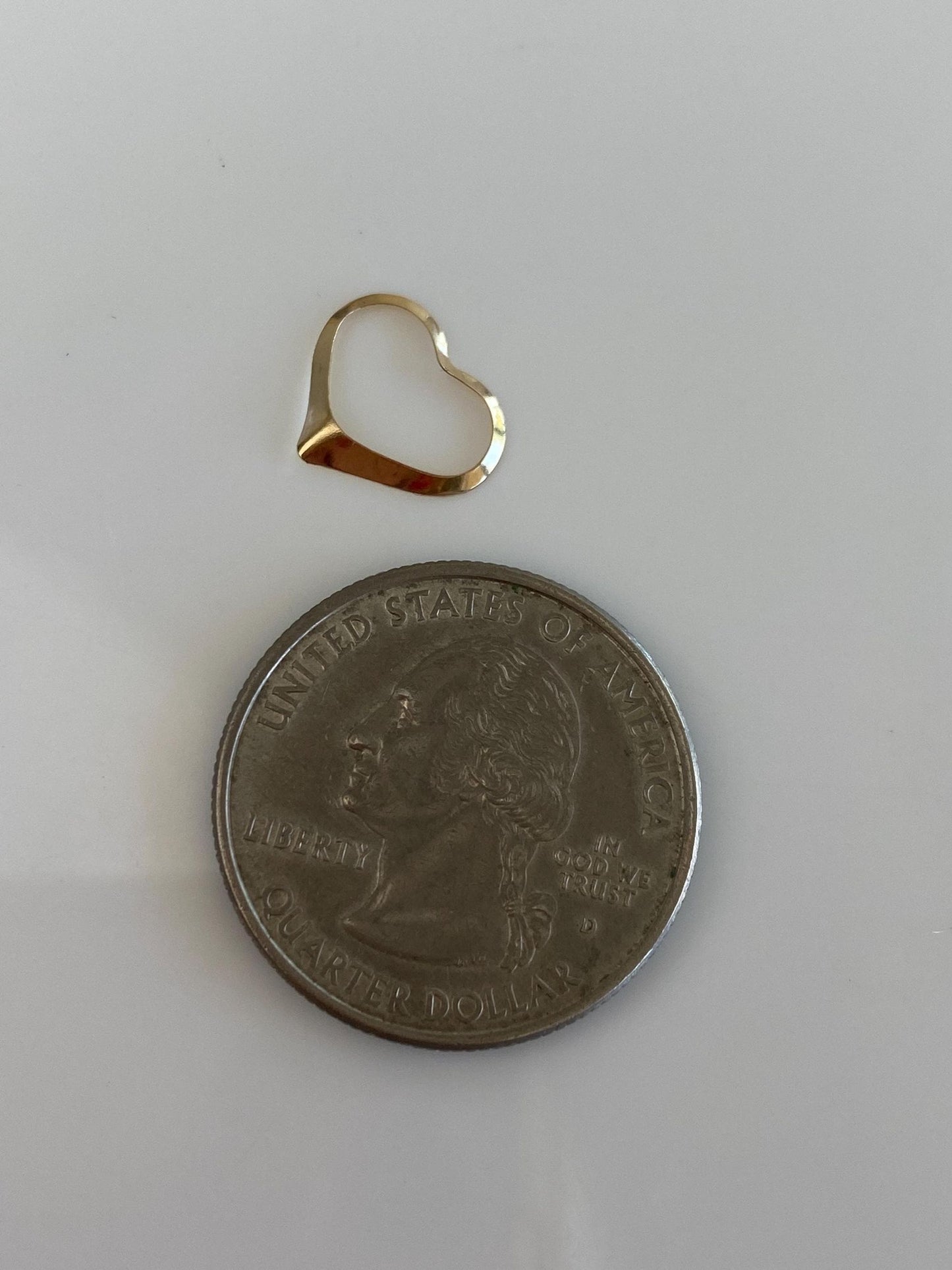 Solid 14k Yellow Gold Thin Open Heart Charm