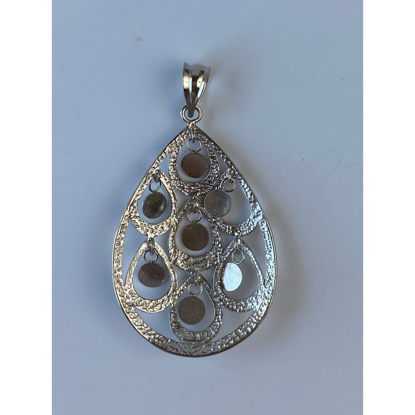 Vintage Solid 14k White Gold Teardrop Fringe Charm