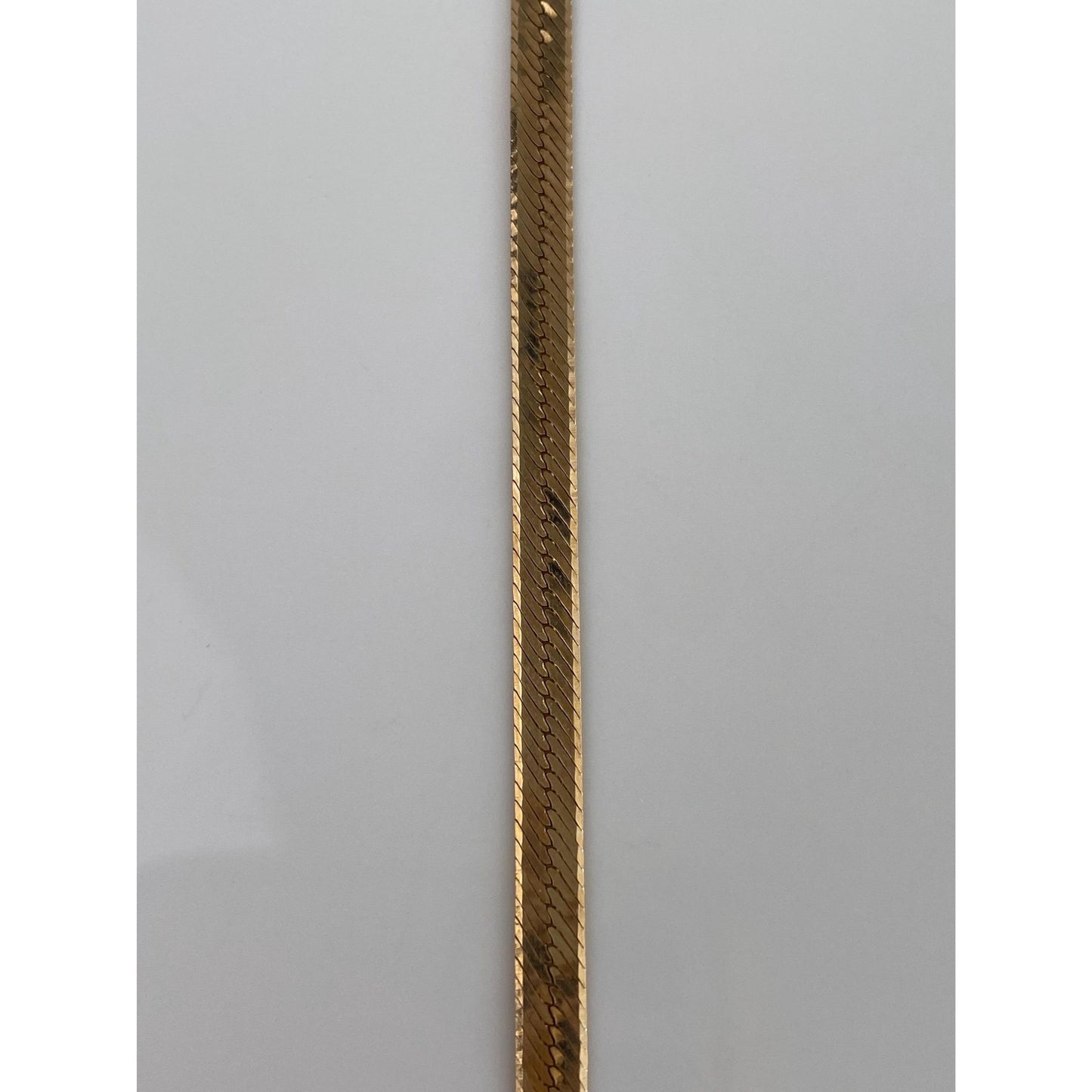 Vintage Solid 14k Yellow Gold Herringbone Chain Bracelet - 7.5 inches