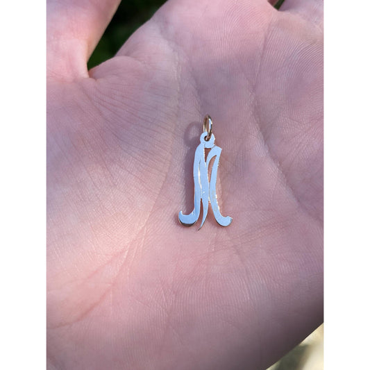 Solid 14k Yellow Gold Initial "M" Charm