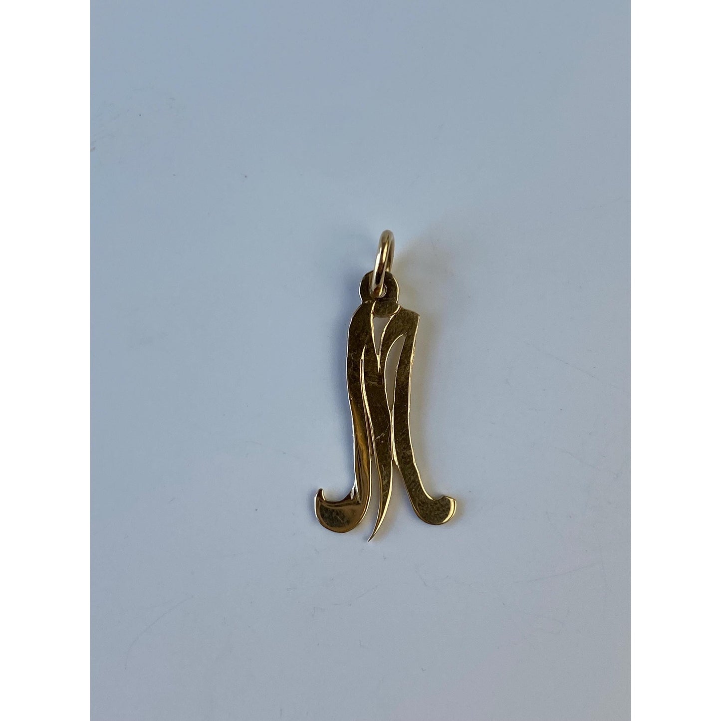 Solid 14k Yellow Gold Initial "M" Charm