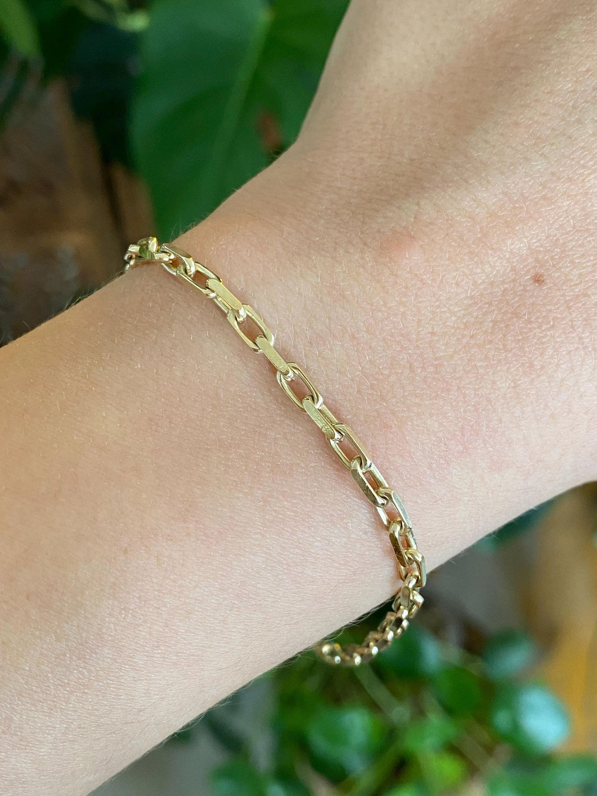 Vintage Solid 14k Yellow Gold Biker Link Charm Bracelet - 7.75 inches