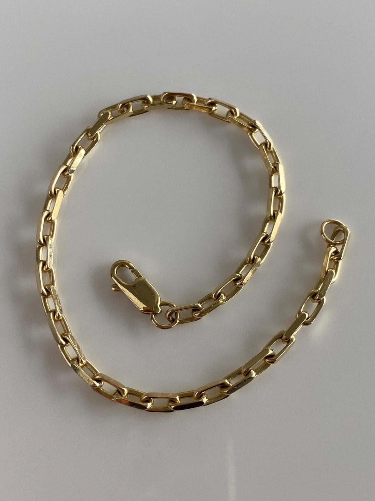 Vintage Solid 14k Yellow Gold Biker Link Charm Bracelet - 7.75 inches