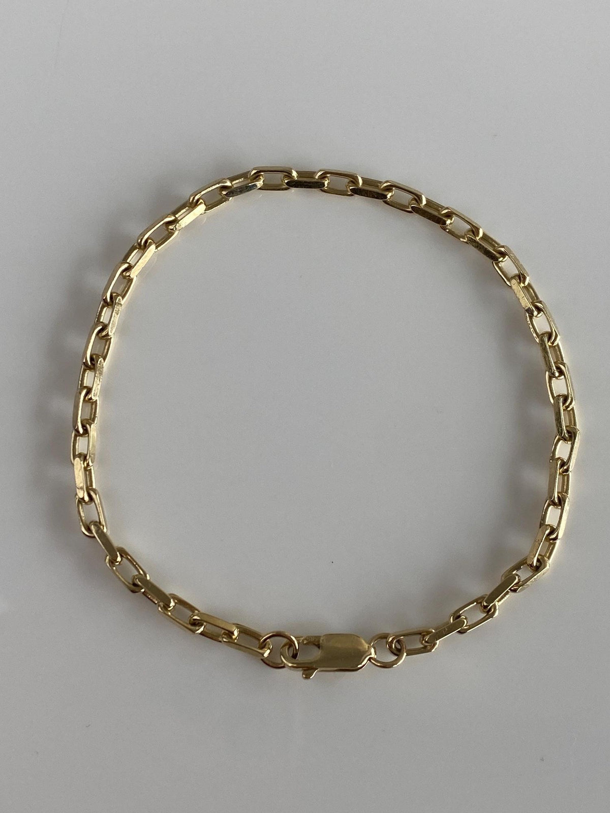Vintage Solid 14k Yellow Gold Biker Link Charm Bracelet - 7.75 inches