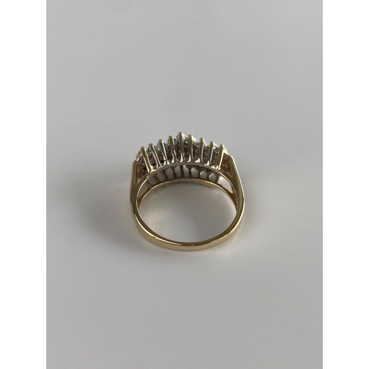 Vintage Solid 10k White & Yellow Gold Diamond Row Ring - Size 6.5-6.75