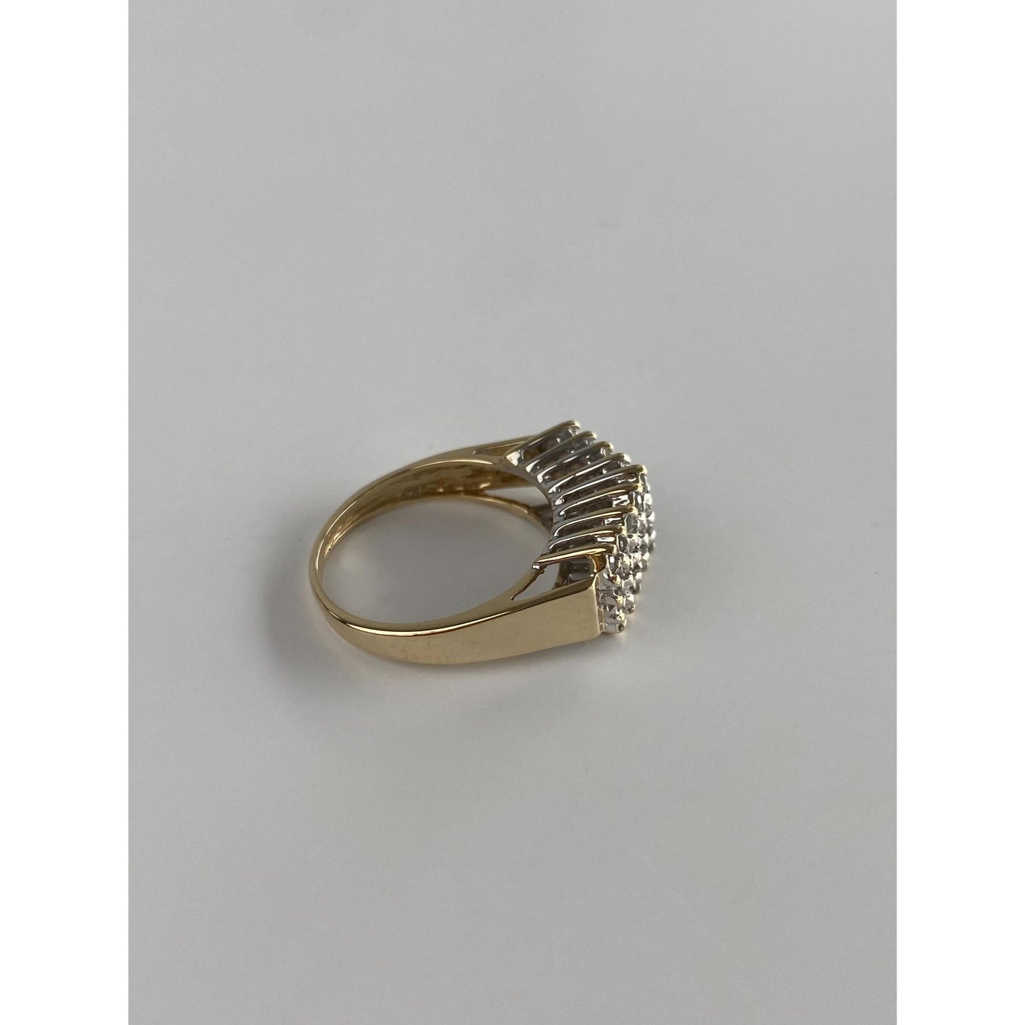 Vintage Solid 10k White & Yellow Gold Diamond Row Ring - Size 6.5-6.75