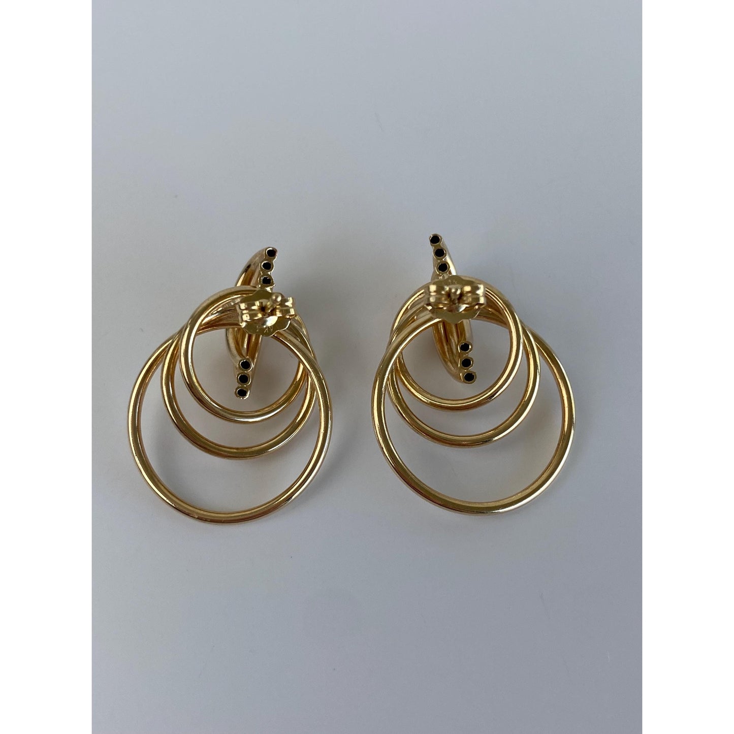 Vintage 14k Yellow Gold Diamond Cut Layered Stud Earrings