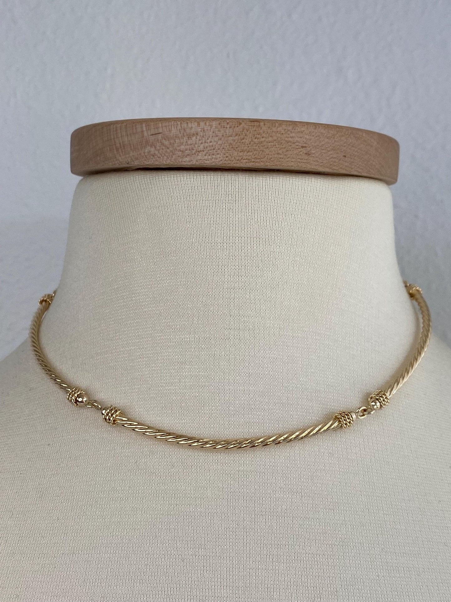 Vintage 14k Yellow Gold Rope Link Collar Necklace - 15.5 inches