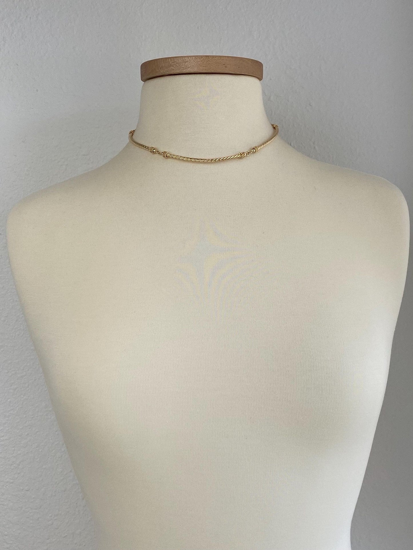 Vintage 14k Yellow Gold Rope Link Collar Necklace - 15.5 inches