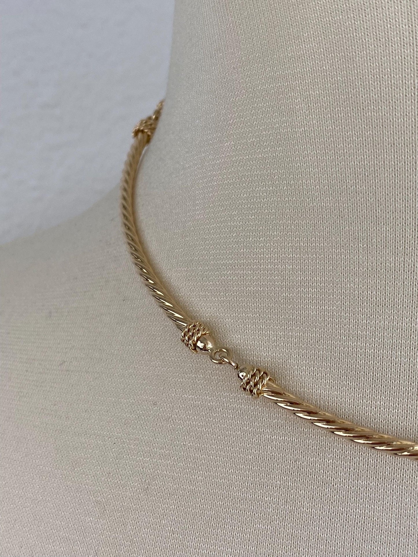 Vintage 14k Yellow Gold Rope Link Collar Necklace - 15.5 inches