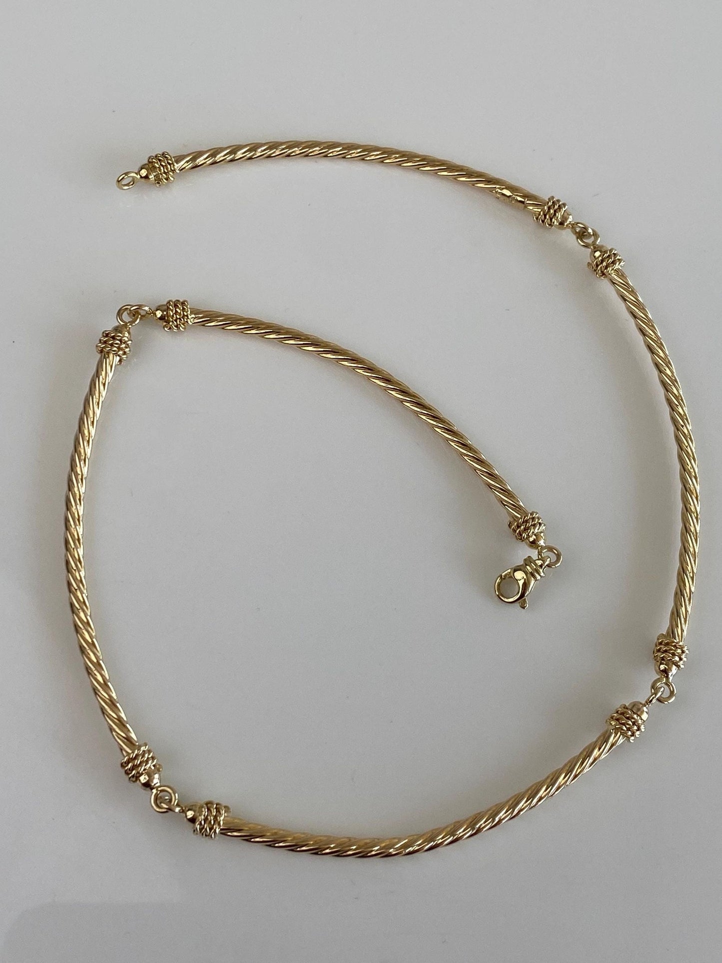 Vintage 14k Yellow Gold Rope Link Collar Necklace - 15.5 inches