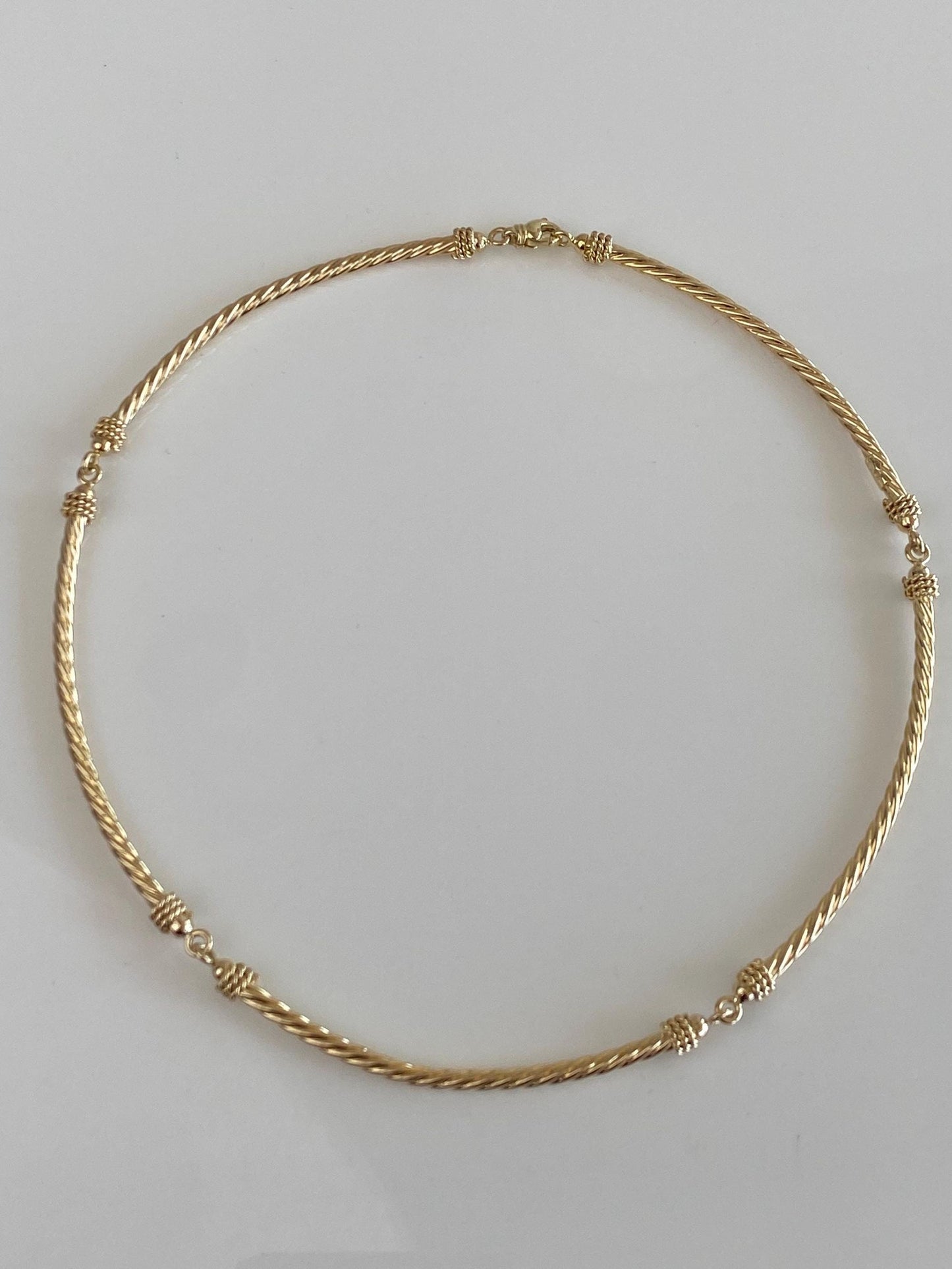 Vintage 14k Yellow Gold Rope Link Collar Necklace - 15.5 inches