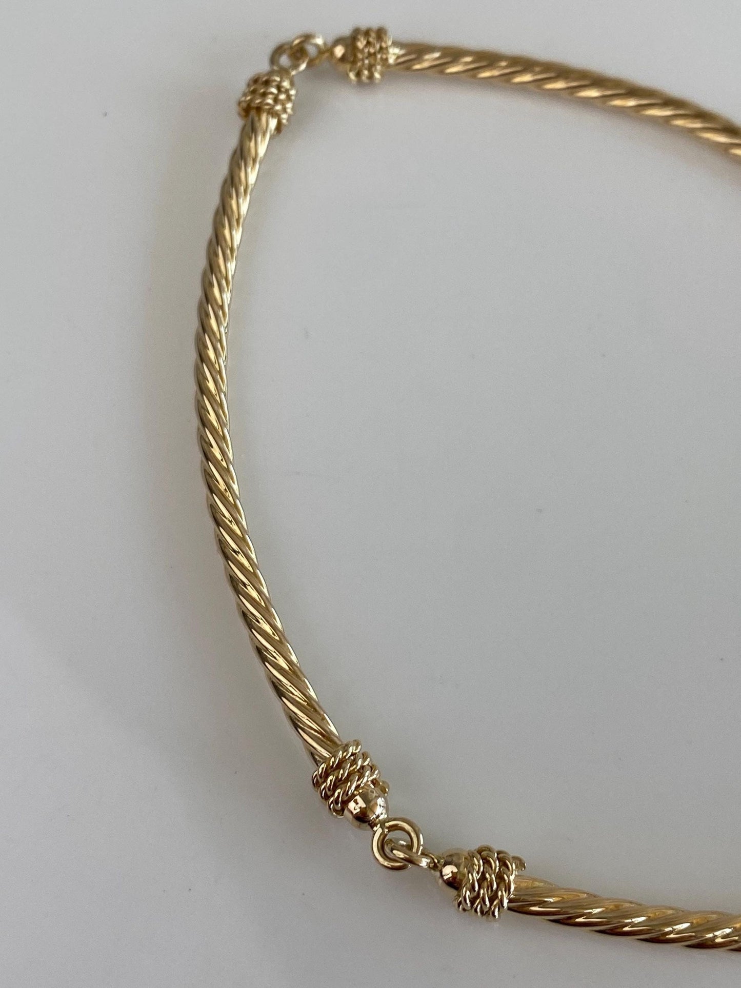 Vintage 14k Yellow Gold Rope Link Collar Necklace - 15.5 inches