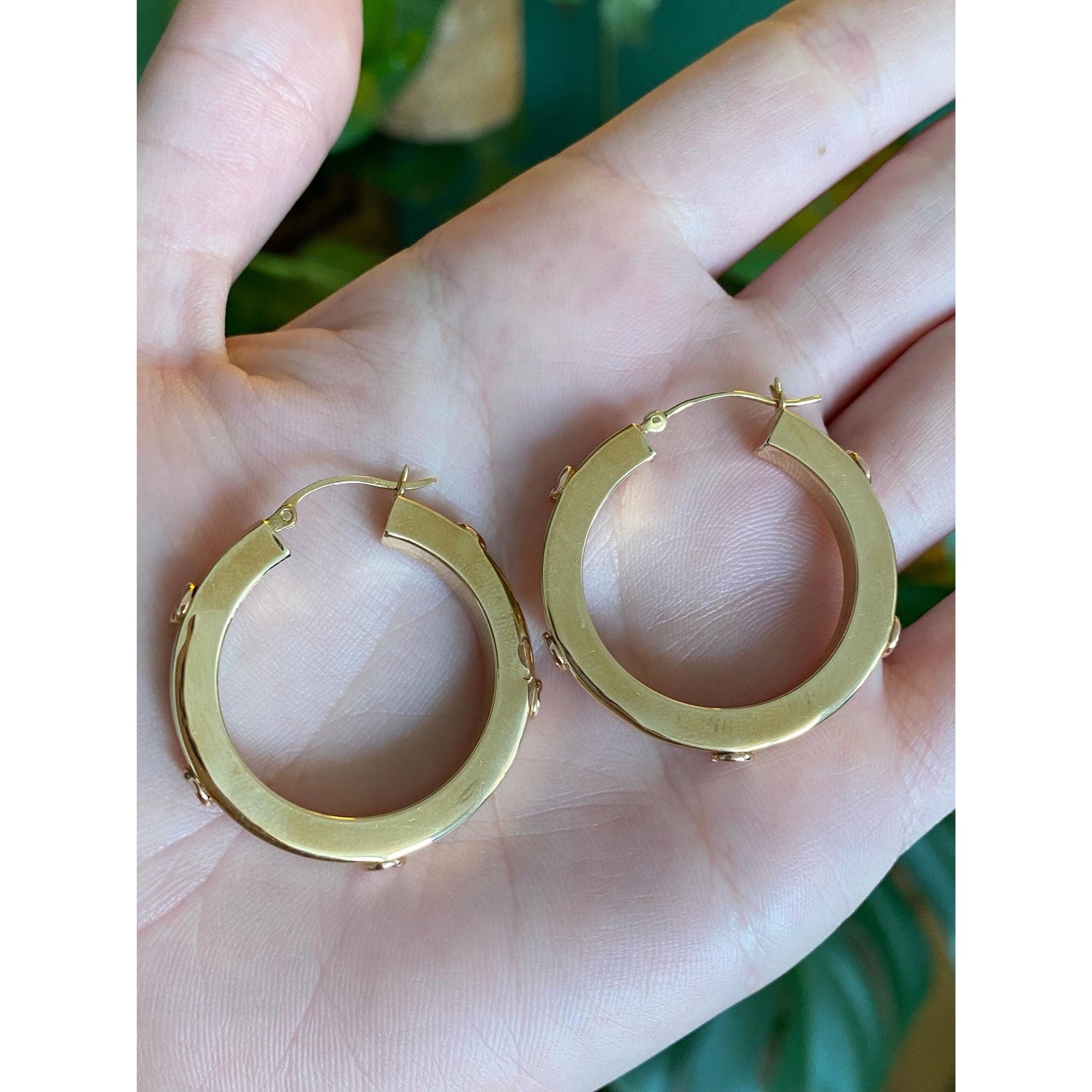 Vintage 14k Yellow & Rose Gold Love Bracelet Style Straight Edge Hoop Earrings