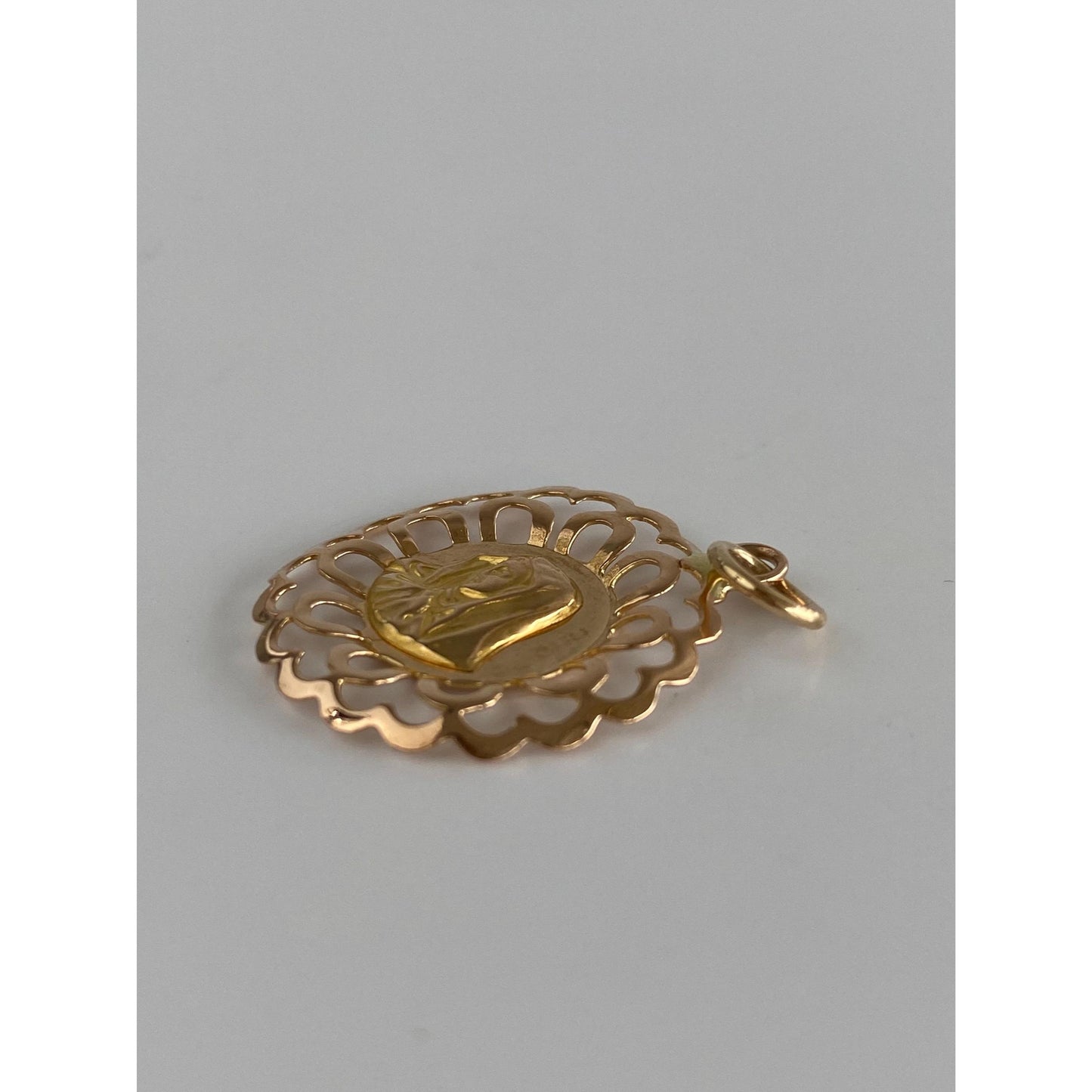 Vintage Solid 18k Yellow Gold Virgin Mary Charm