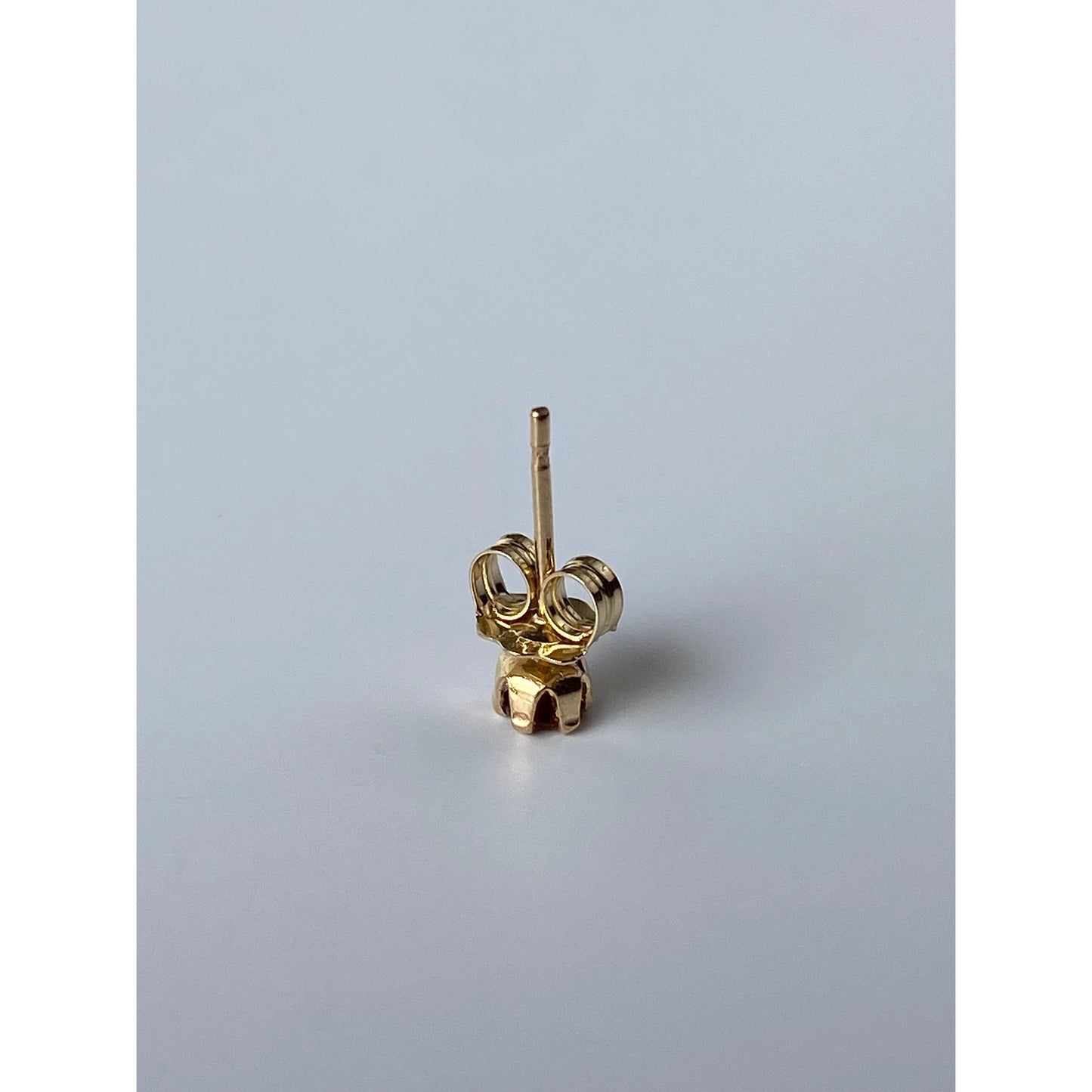 Vintage Solid 14k Yellow Gold Burnt Orange Cubic Zirconia Single Stud Earring