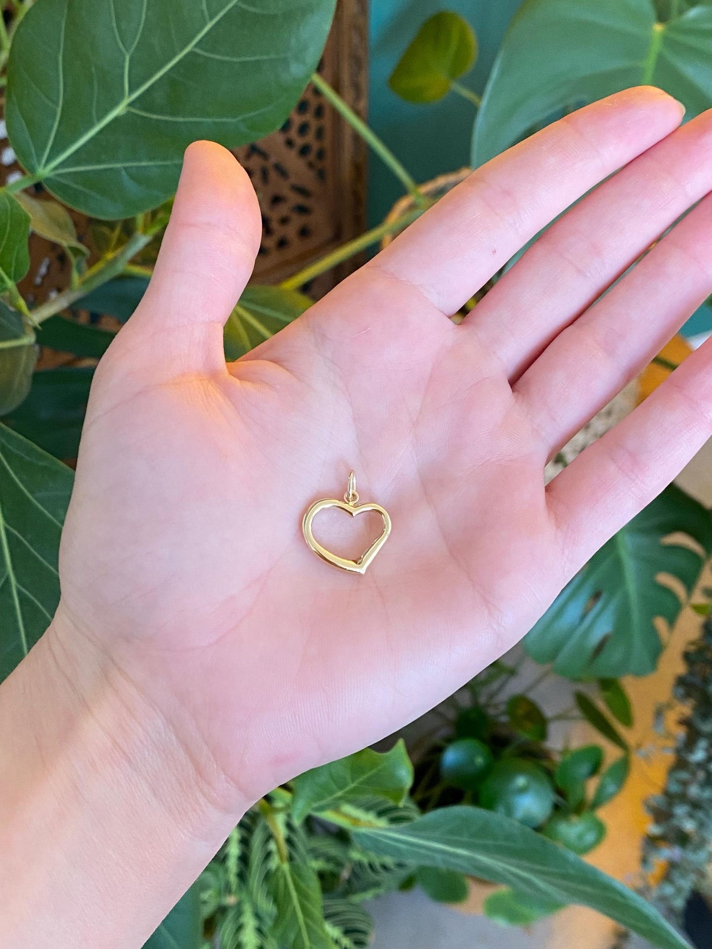 Vintage 14k Yellow Gold Open Heart Charm