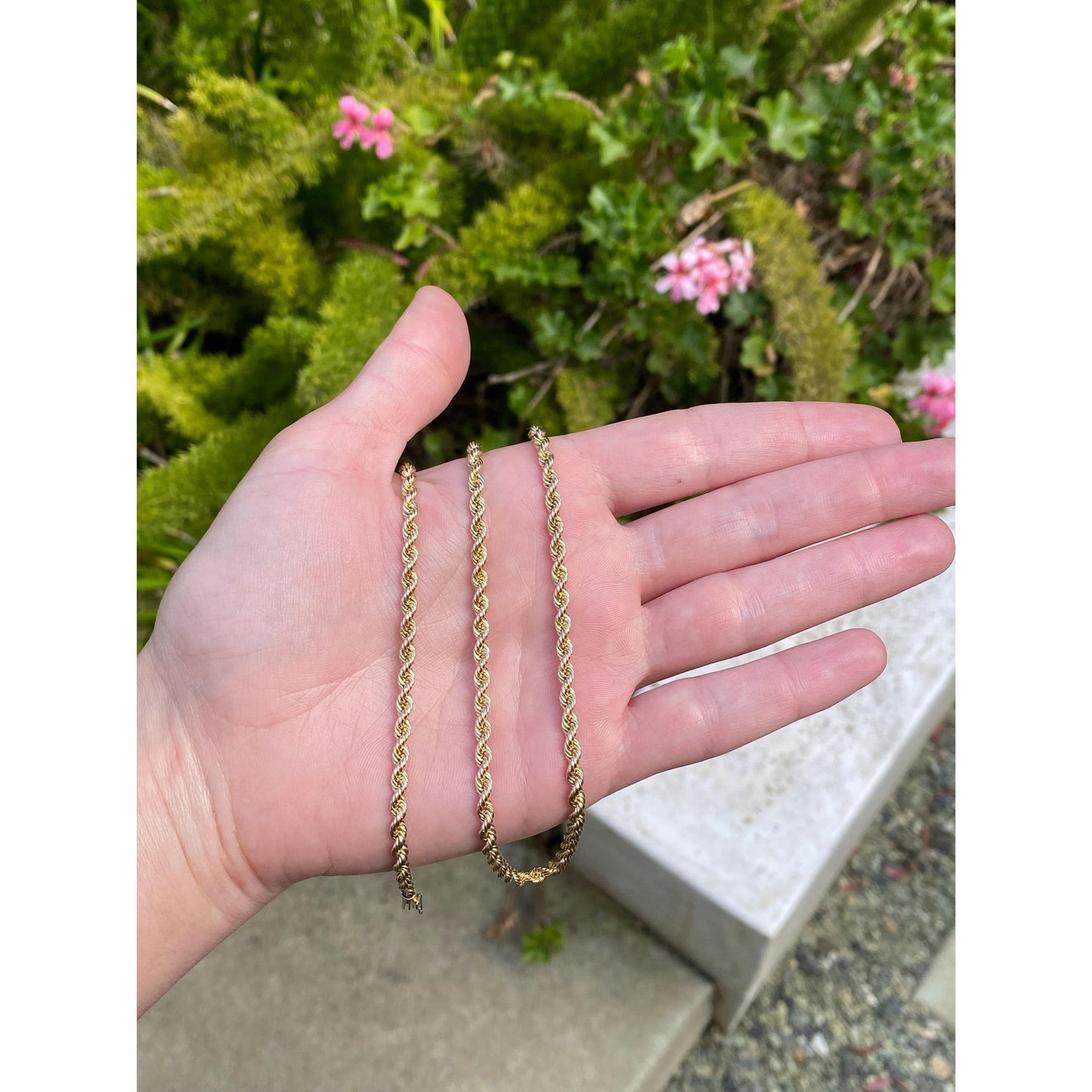 Vintage Solid 14k Yellow Gold Rope Chain Necklace - 24 inches