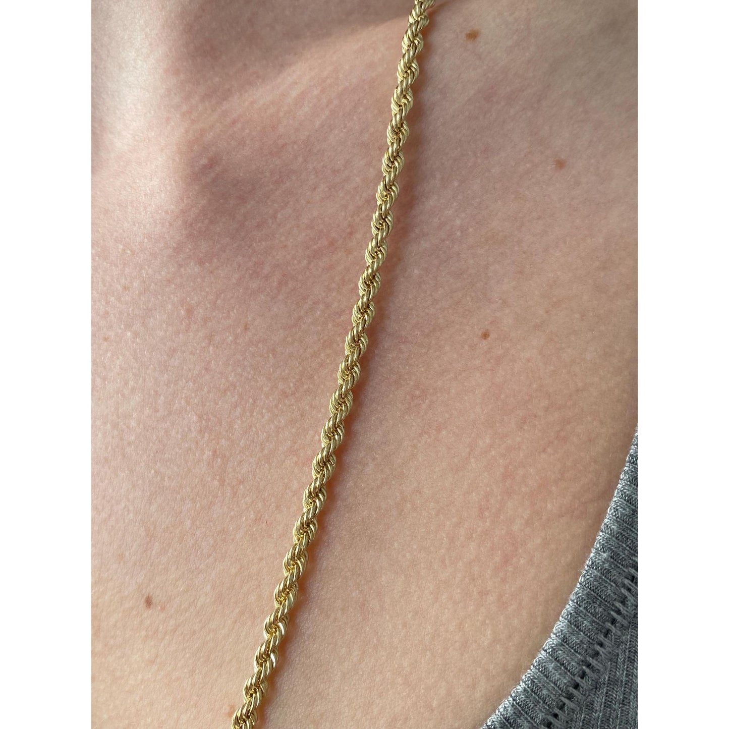 Vintage Solid 14k Yellow Gold Rope Chain Necklace - 24 inches