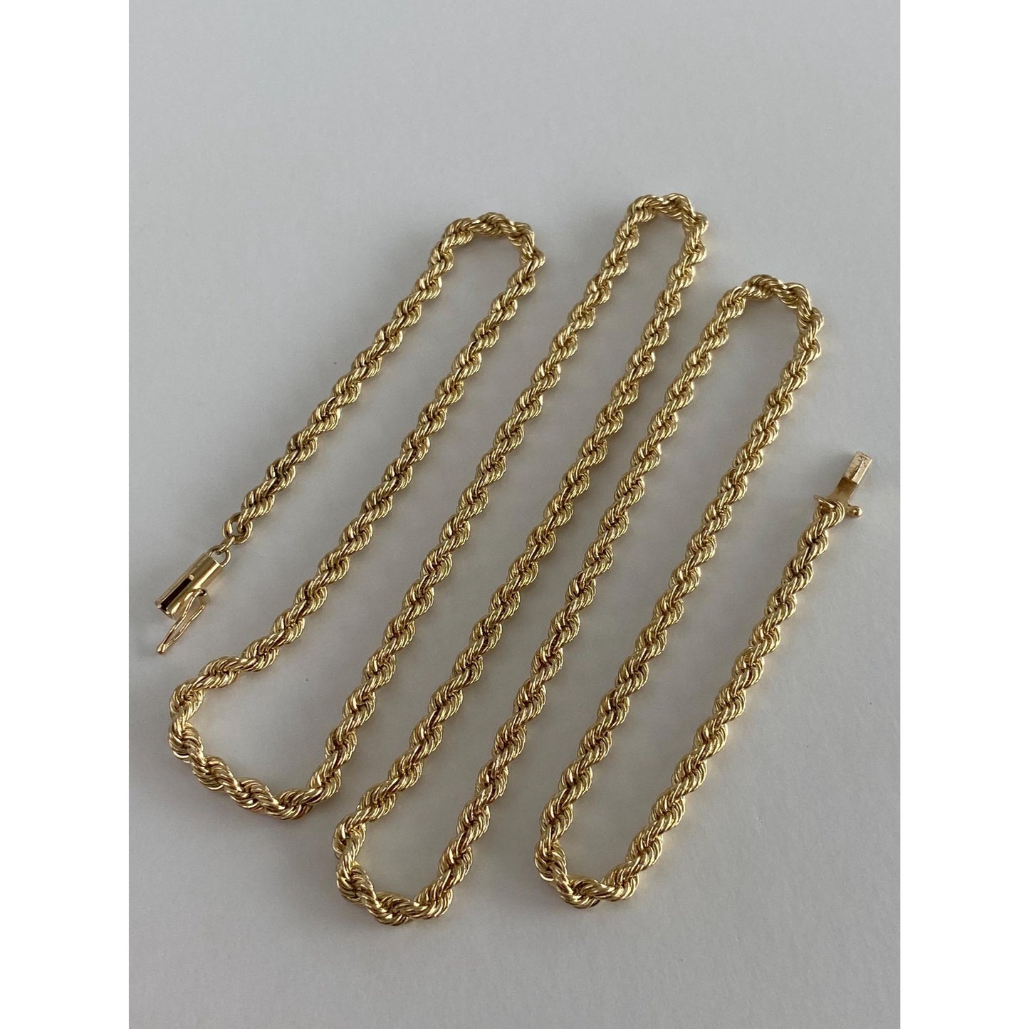 Vintage Solid 14k Yellow Gold Rope Chain Necklace - 24 inches