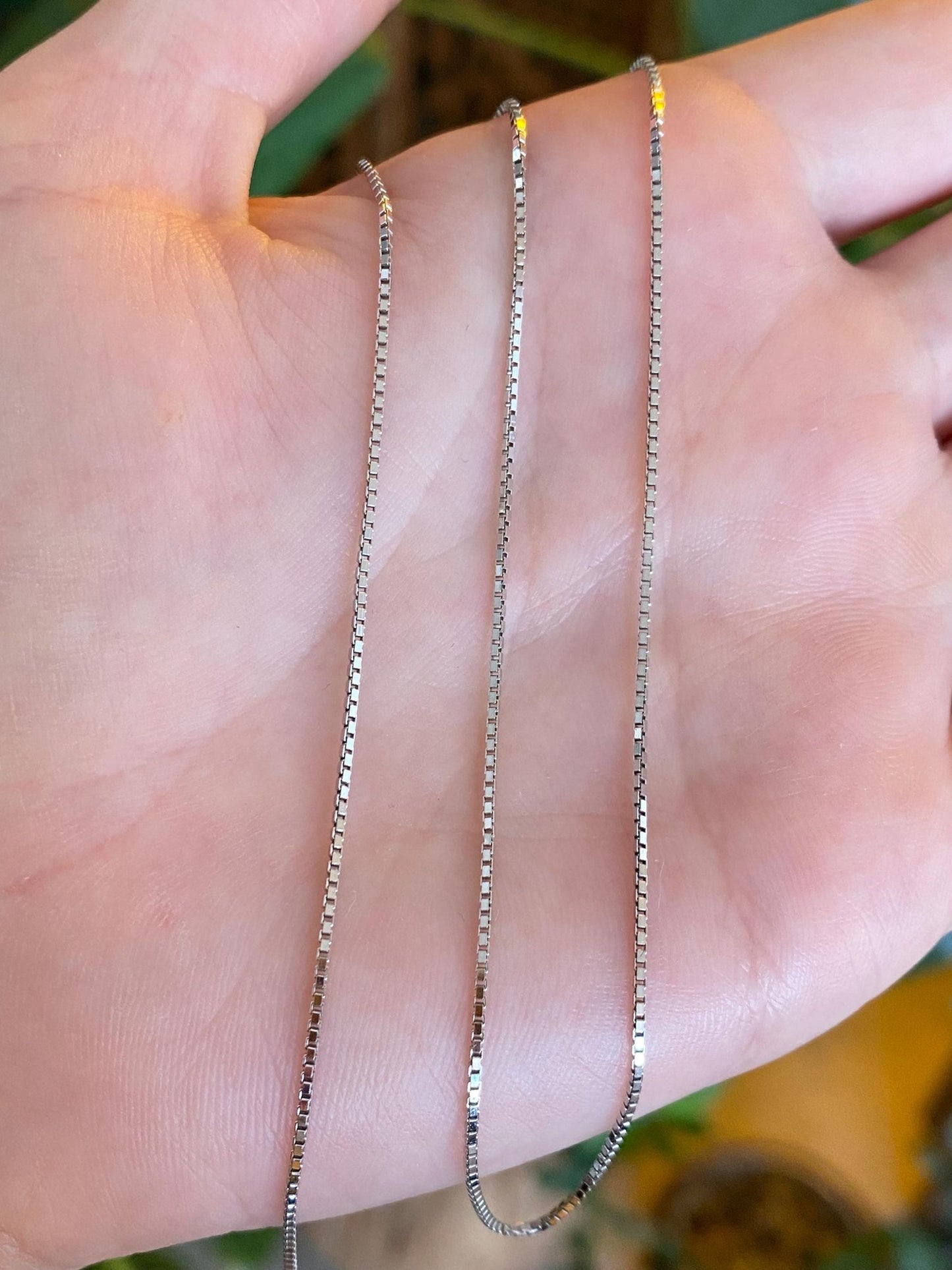 Vintage Solid 14k White Gold Box Chain Necklace - 18 inches