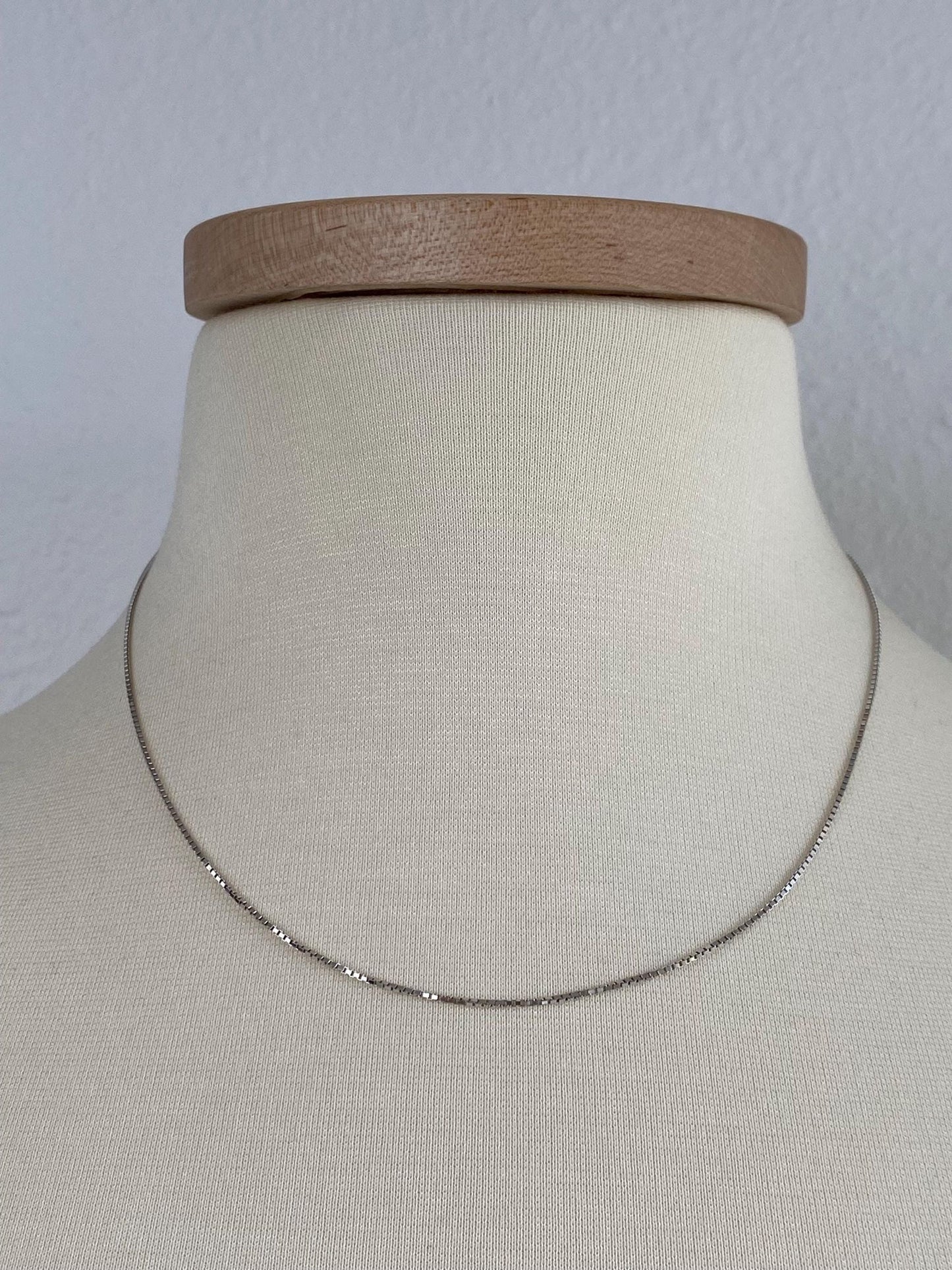 Vintage Solid 14k White Gold Box Chain Necklace - 18 inches
