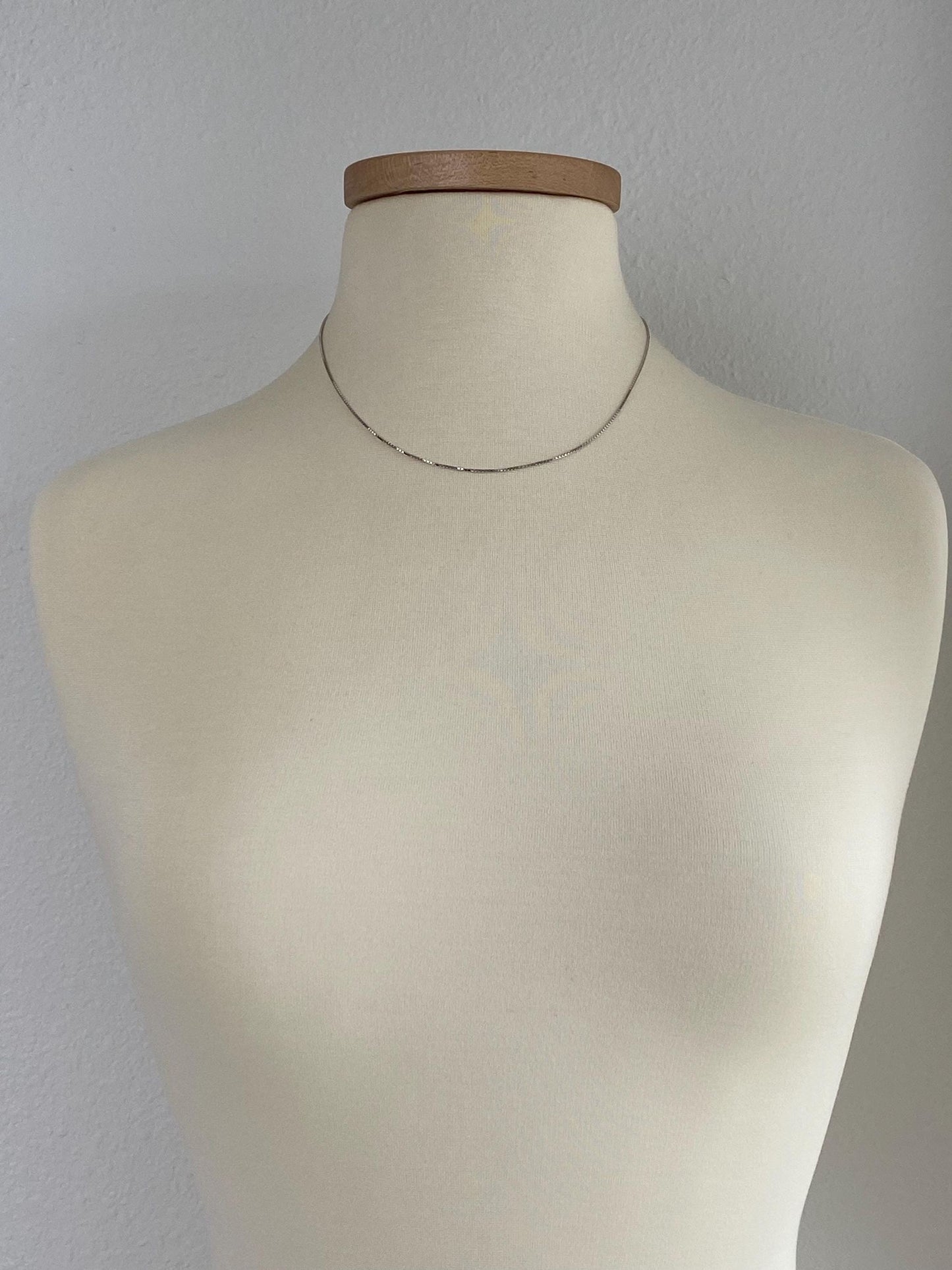 Vintage Solid 14k White Gold Box Chain Necklace - 18 inches
