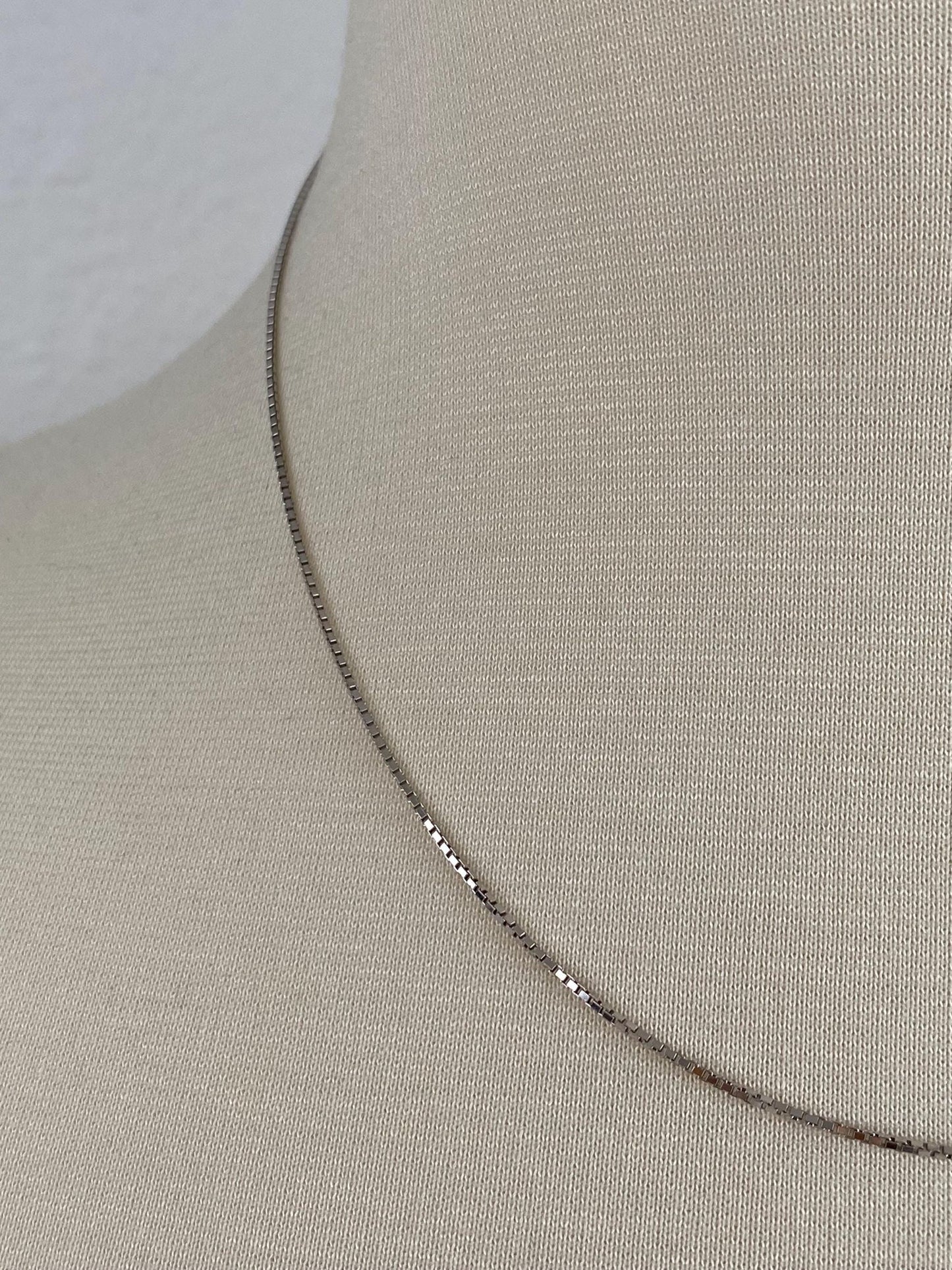 Vintage Solid 14k White Gold Box Chain Necklace - 18 inches