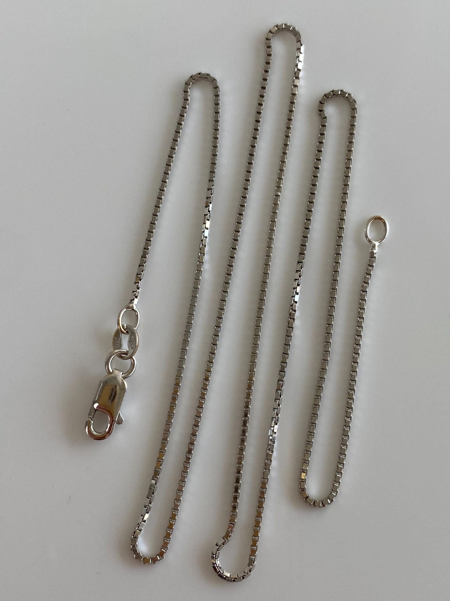 Vintage Solid 14k White Gold Box Chain Necklace - 18 inches