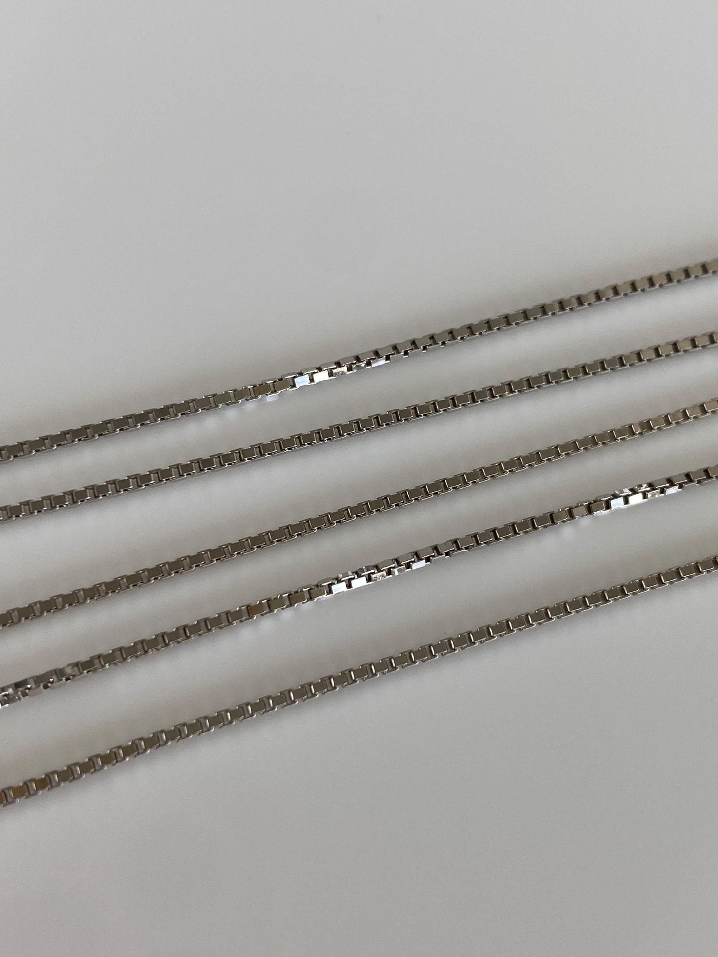 Vintage Solid 14k White Gold Box Chain Necklace - 18 inches