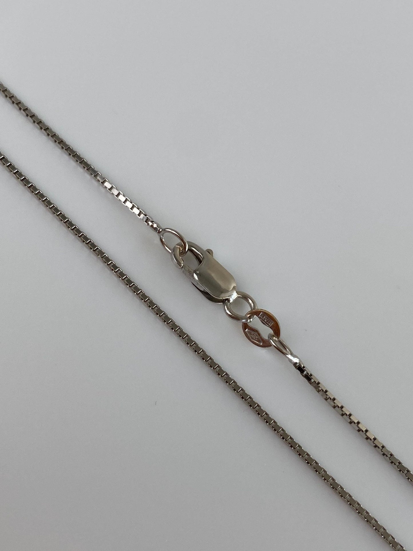 Vintage Solid 14k White Gold Box Chain Necklace - 18 inches