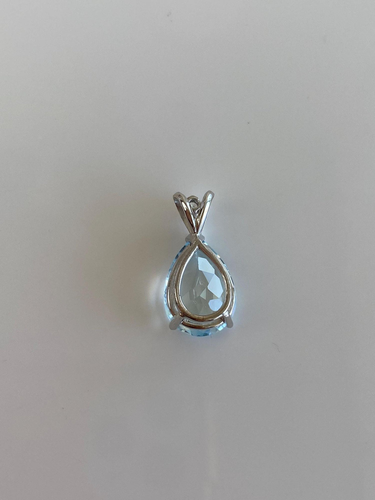 Solid 14k White Gold Aquamarine Diamond Charm