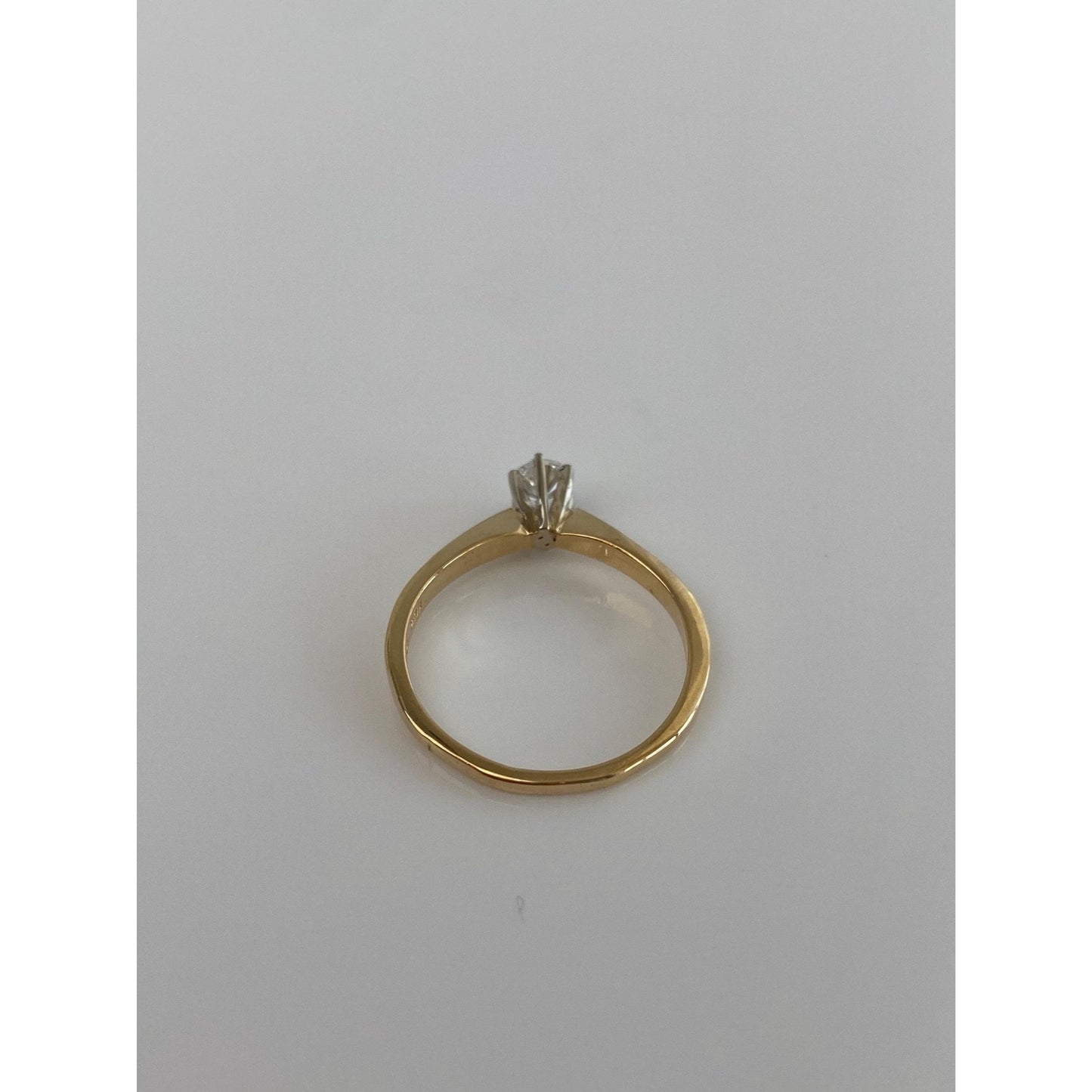 Vintage Solid 14k Yellow Gold Solitaire Diamond Engagement Ring - Size 6.75